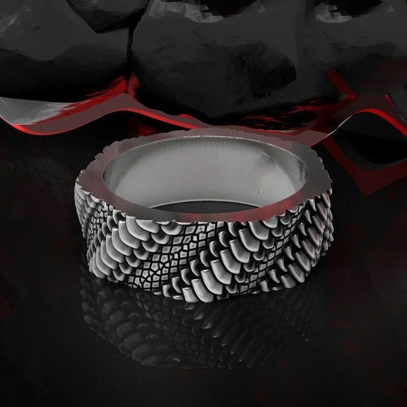 Jewelry × Vintage Vintage Python Wilderness Snake Scale Dragon Scale Ring Size ONE SIZE - 2 Thumbnail