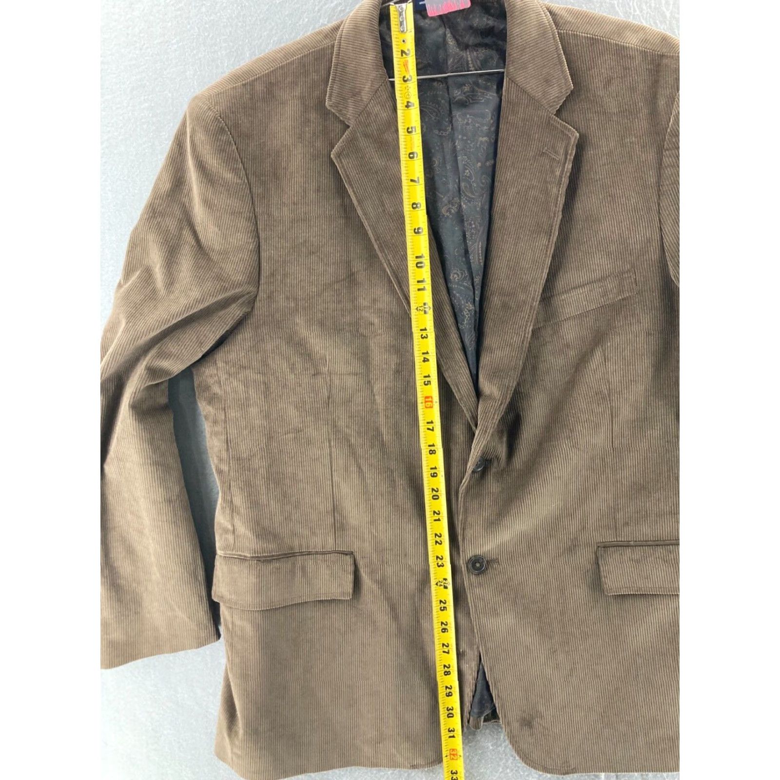 Stafford Stafford Blazer Mens 46 Regular Classic Fit Brown Cotton Corduroy 2-Button Double-Vented Sports Size 46R - 3 Thumbnail