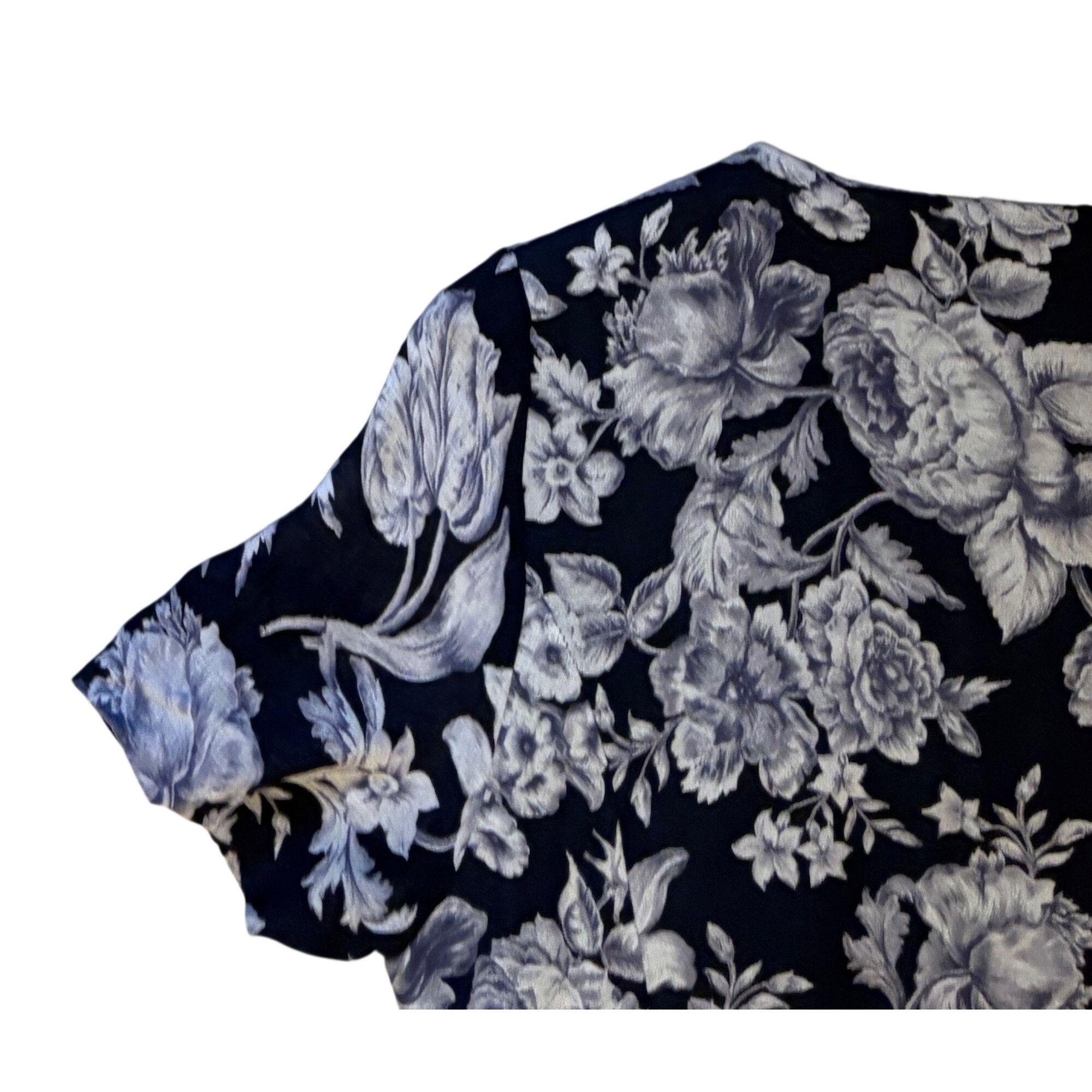 VTG Laura Ashley 6 UK 10 Maxi Dress Blue Floral Gray Rose Lo