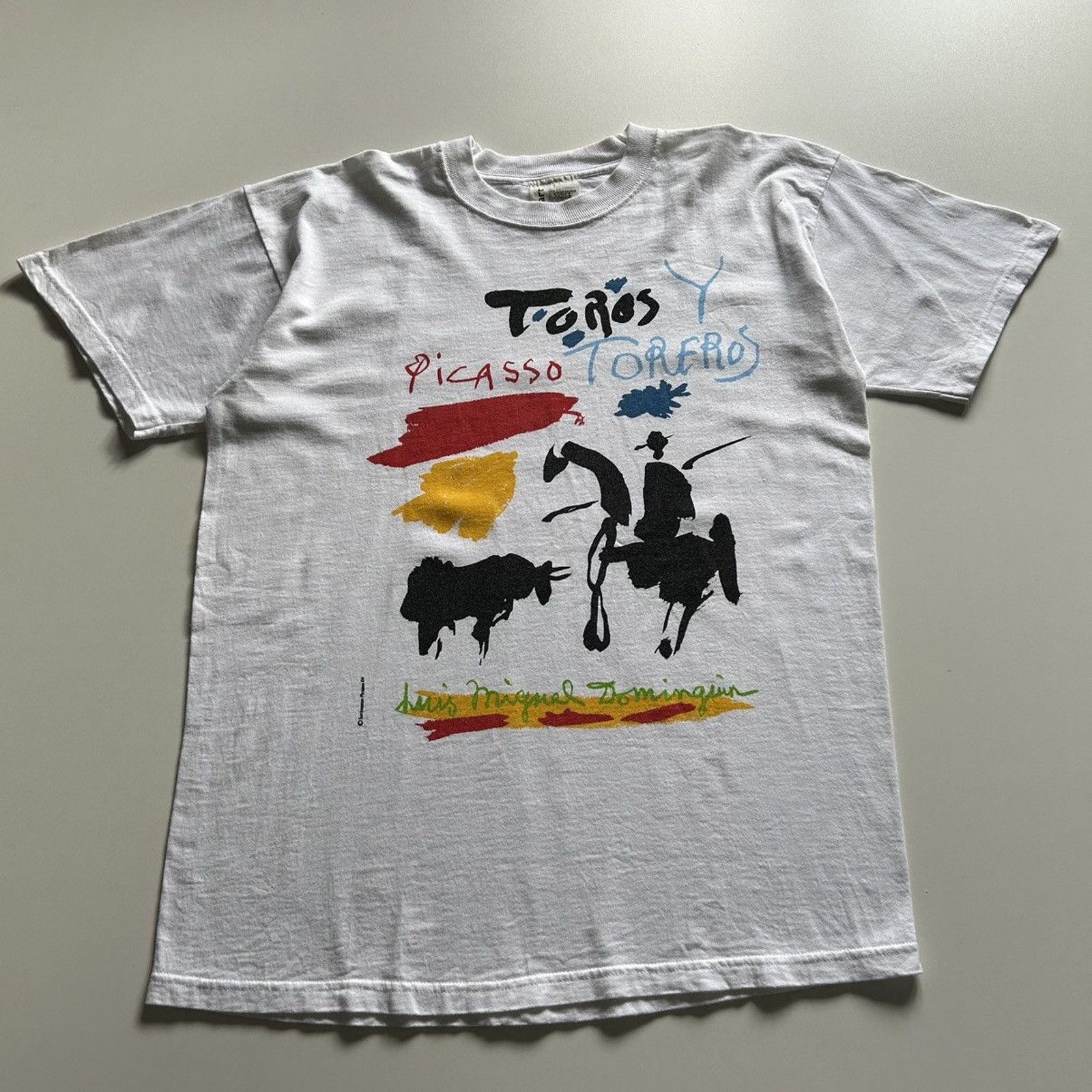 Vintage Vintage 1990s Picasso Toros y toreros Graphic T Shirt Large Size US L / EU 52-54 / 3 - 1 Thumbnail