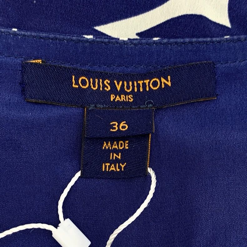 Louis Vuitton Louis Vuitton Dark blue logo and full print mulberry silk Size XS / US 0-2 / IT 36-38 - 5 Thumbnail