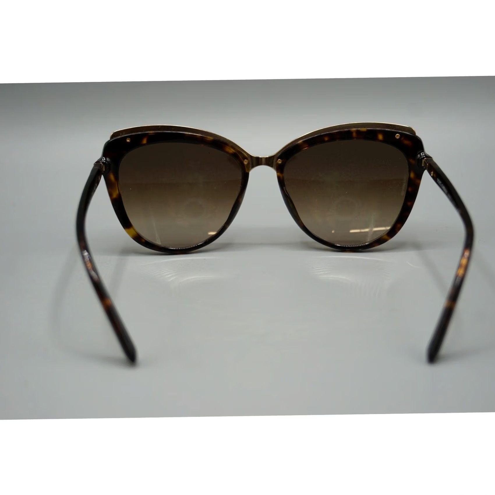 Dolce & Gabbana VINTAGE Dolce & Gabbana DG4304 Cat-Eye Sunglasses 57mm Italy — Scratched Gold Frame Womens 502/13 Havana Brown Gradient Size ONE SIZE - 5 Thumbnail