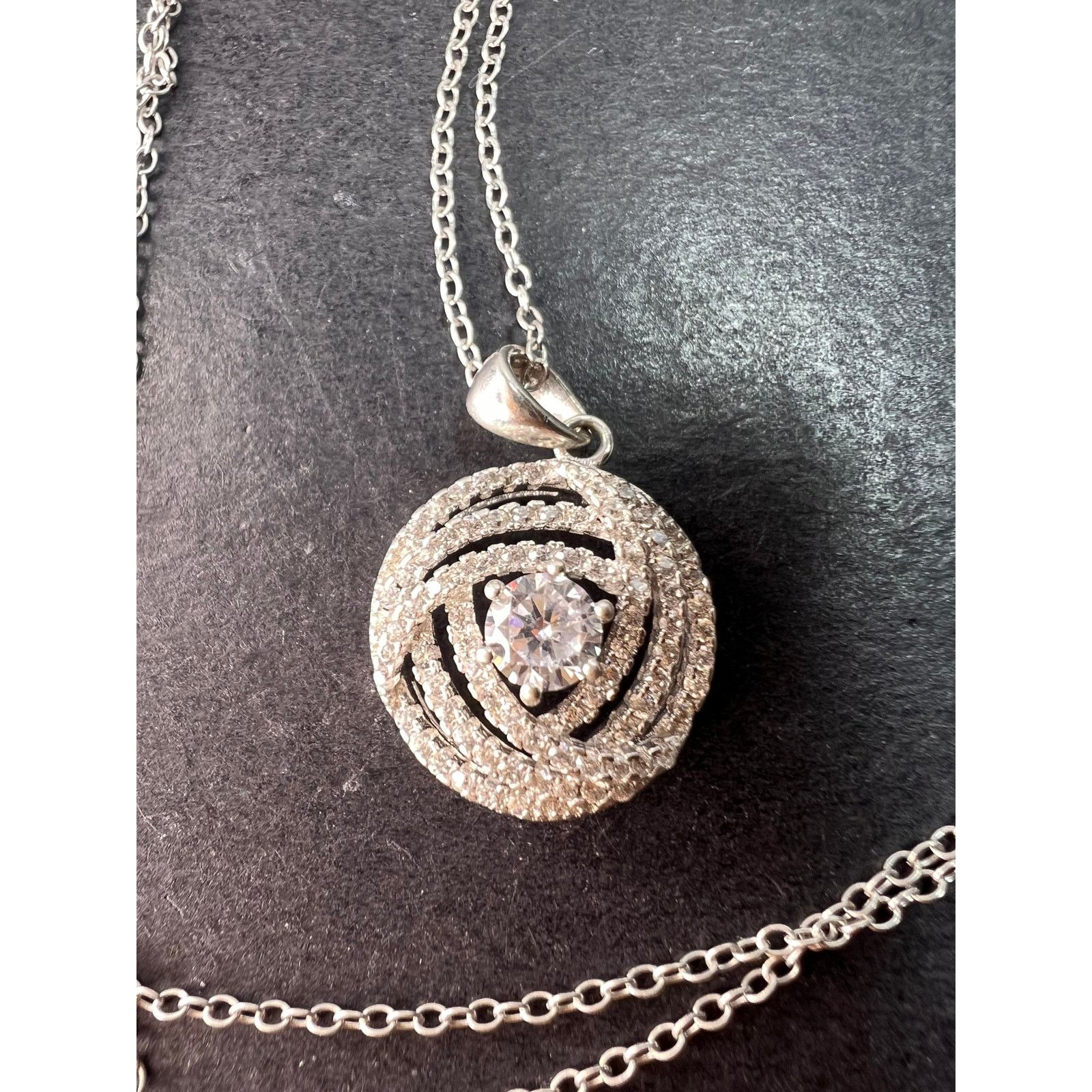Other Cz swirl circle sterling silver pendant and chain Size ONE SIZE - 9 Thumbnail