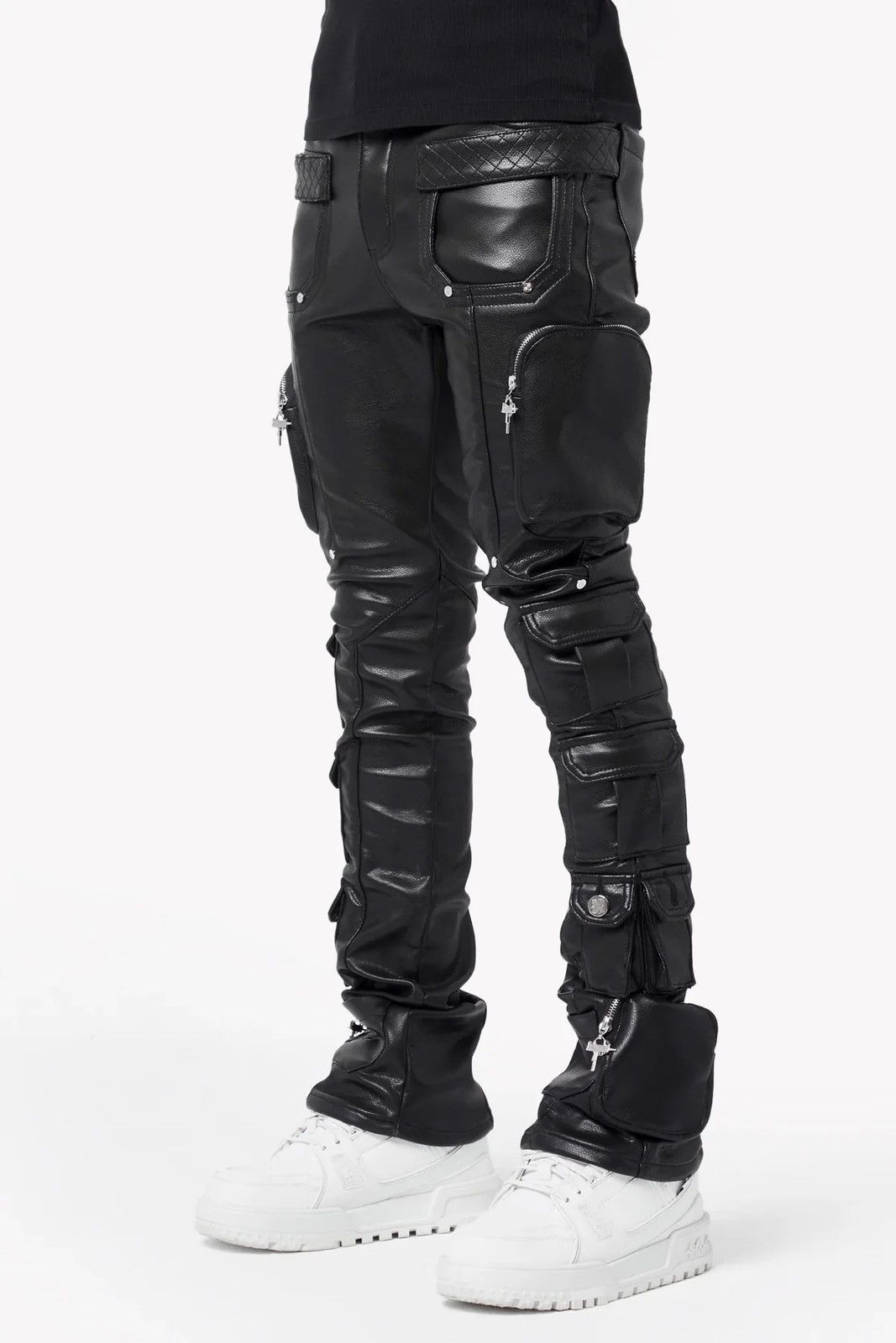 GUAPI GUAPI - OBSIDIAN BLACK CARGO LEATHER STACKED Size US 34 / EU 50 - 4 Thumbnail