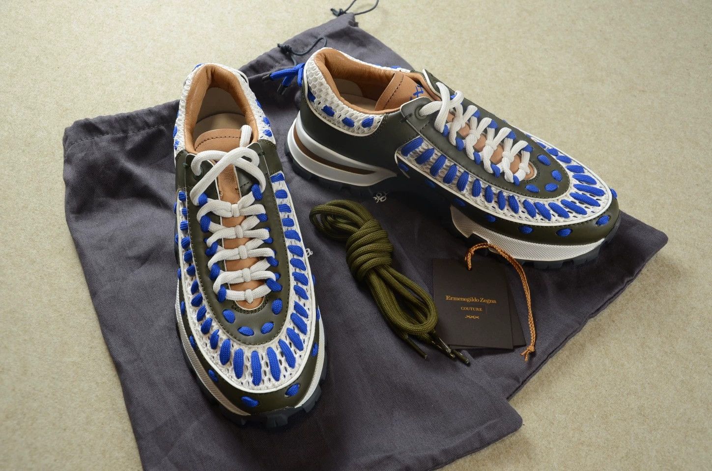 Ermenegildo Zegna Zegna Claudio Sneaker Blue / Pink White 43/43.5 Size US 10.5 / EU 43-44 - 1 Thumbnail