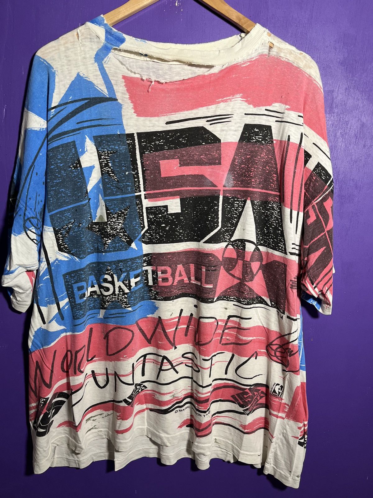 NBA × Vintage Vintage 90s Magic Johnson USA basketball AOP t-shirt Size US XXL / EU 58 / 5 - 3 Thumbnail