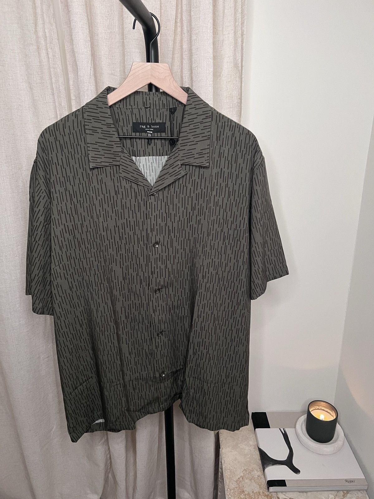 image of Rag Bone Rag & Bone Avery Camp Collar Button Up in Green, Men's (Size 2XL)