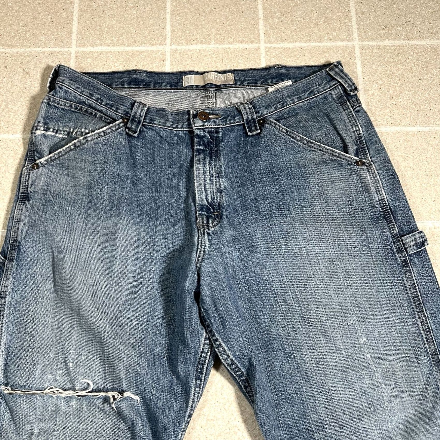 Lee Lee Jeans Y2K Carpenter Denim Wide-Leg Distressed 34x30 Mens Blue Cotton Denim Jeans Size US 34 / EU 50 - 5 Thumbnail