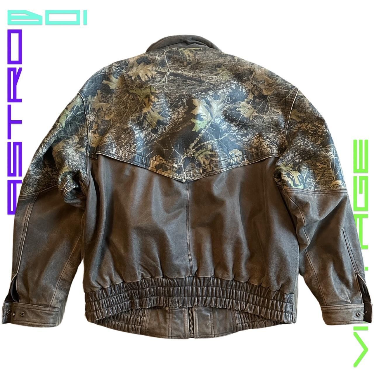 Other WEBER Brown Real Tree Camo Leather Bomber Jacket - Large Size US L / EU 52-54 / 3 - 5 Thumbnail
