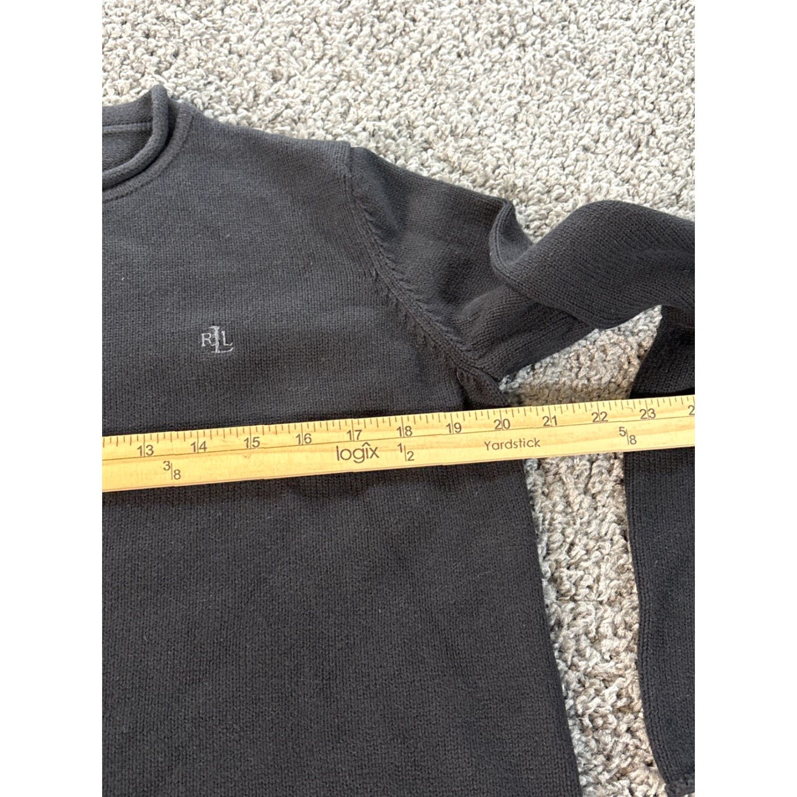 Ralph Lauren VINTAGE Lauren Ralph Lauren Roll Neck Sweater Mercerized Black 100% Cotton Womens L Knit Pullover Navy Blue Casual 90s Ladies Size L / US 10 / IT 46 - 3 Thumbnail