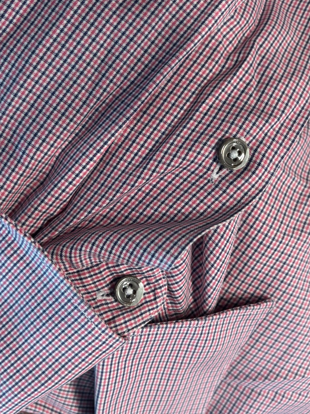 Ermenegildo Zegna Ermenegildo Zegna Pink and Blue Fine Plaid Button Up Shirt Size US XL / EU 56 / 4 - 3 Thumbnail