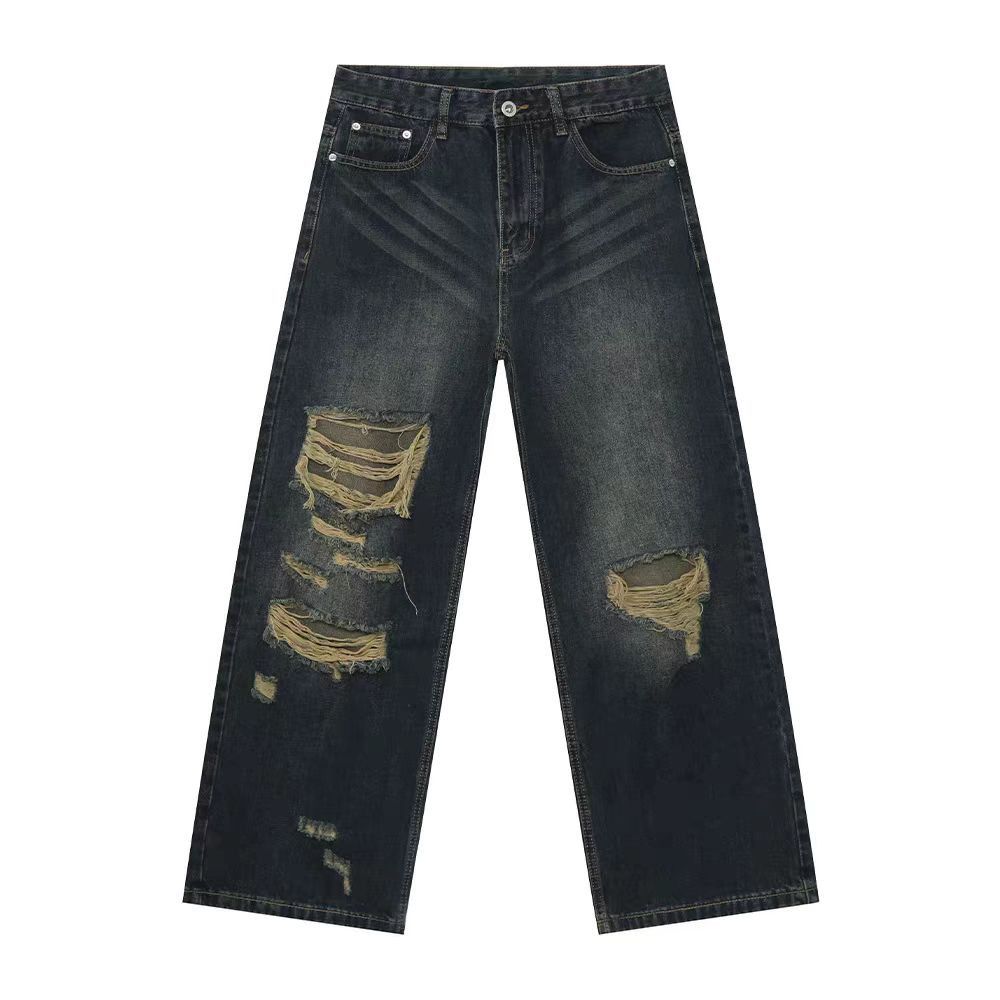 Japanese Brand × Jean High street frayed and distressed baggy straight leg jeans Size US 30 / EU 46 - 1 Thumbnail