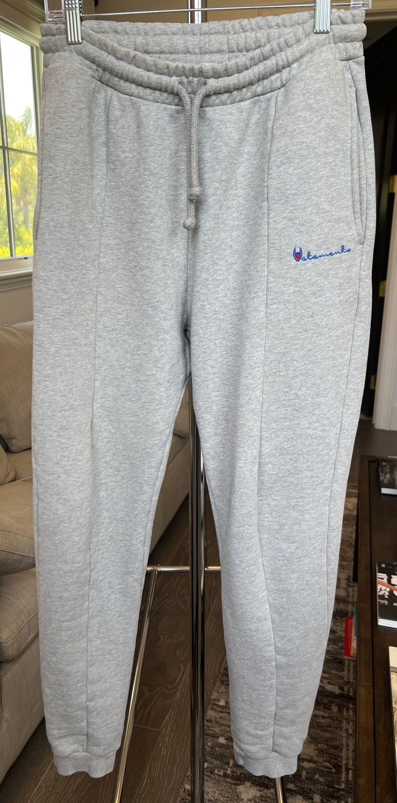 image of Vetements Champion Sweatpants in Grey, Men's (Size 30)