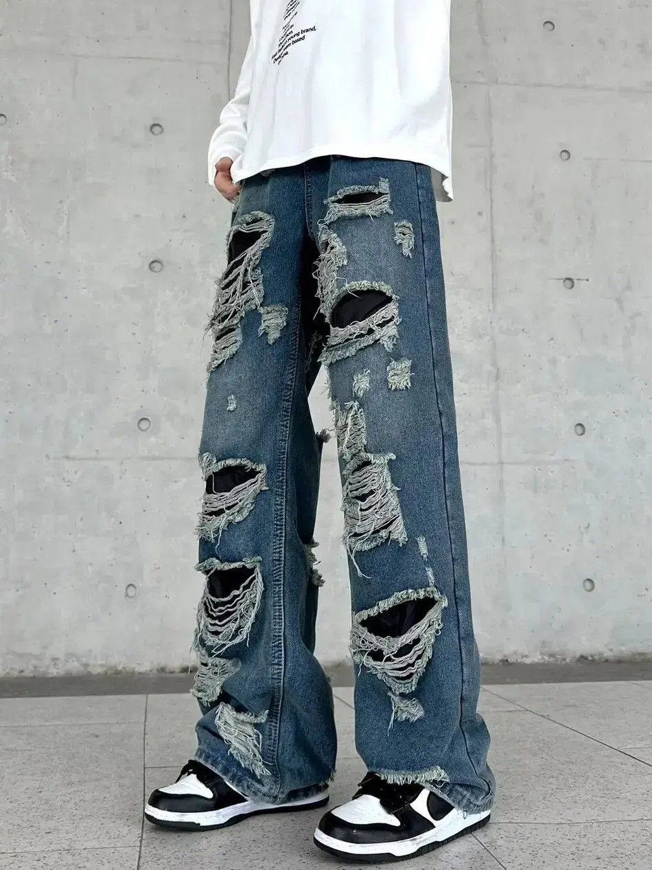 Japanese Brand Retro loose high street ripped jeans Size US 30 / EU 46 - 2 Thumbnail