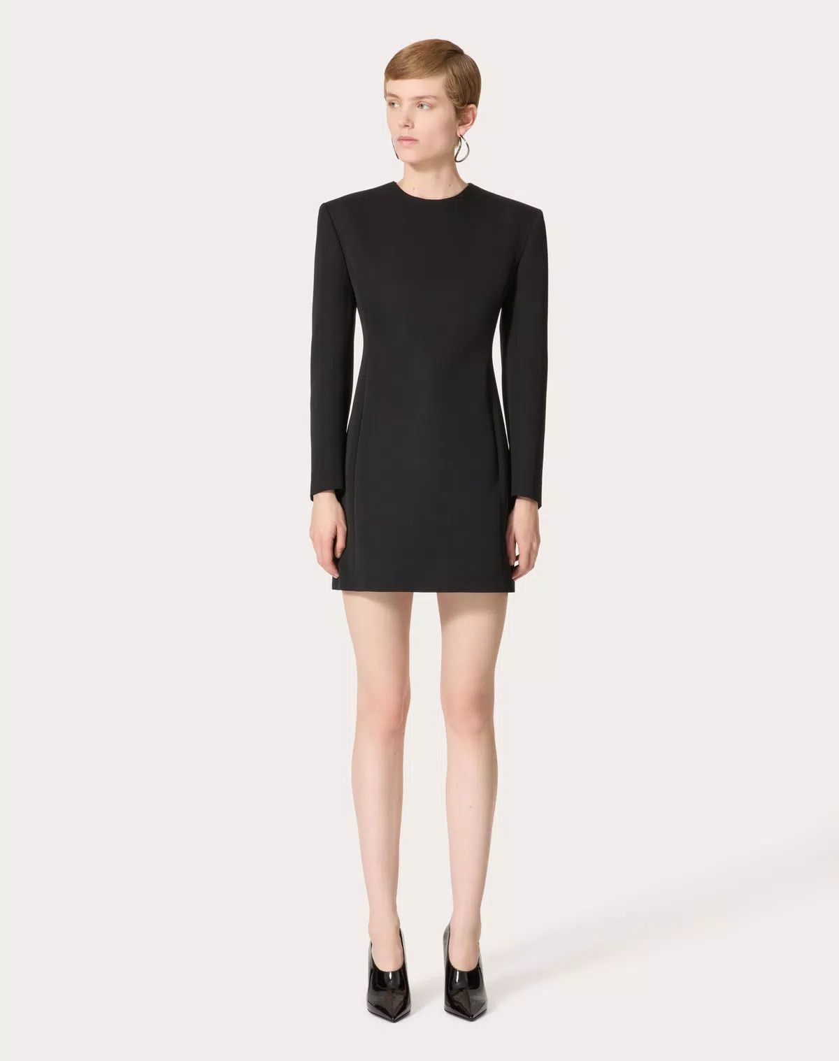Valentino o1s1wg110426 Grisaille Short Dress in Nero Size S / US 4 / IT 40 - 3 Thumbnail