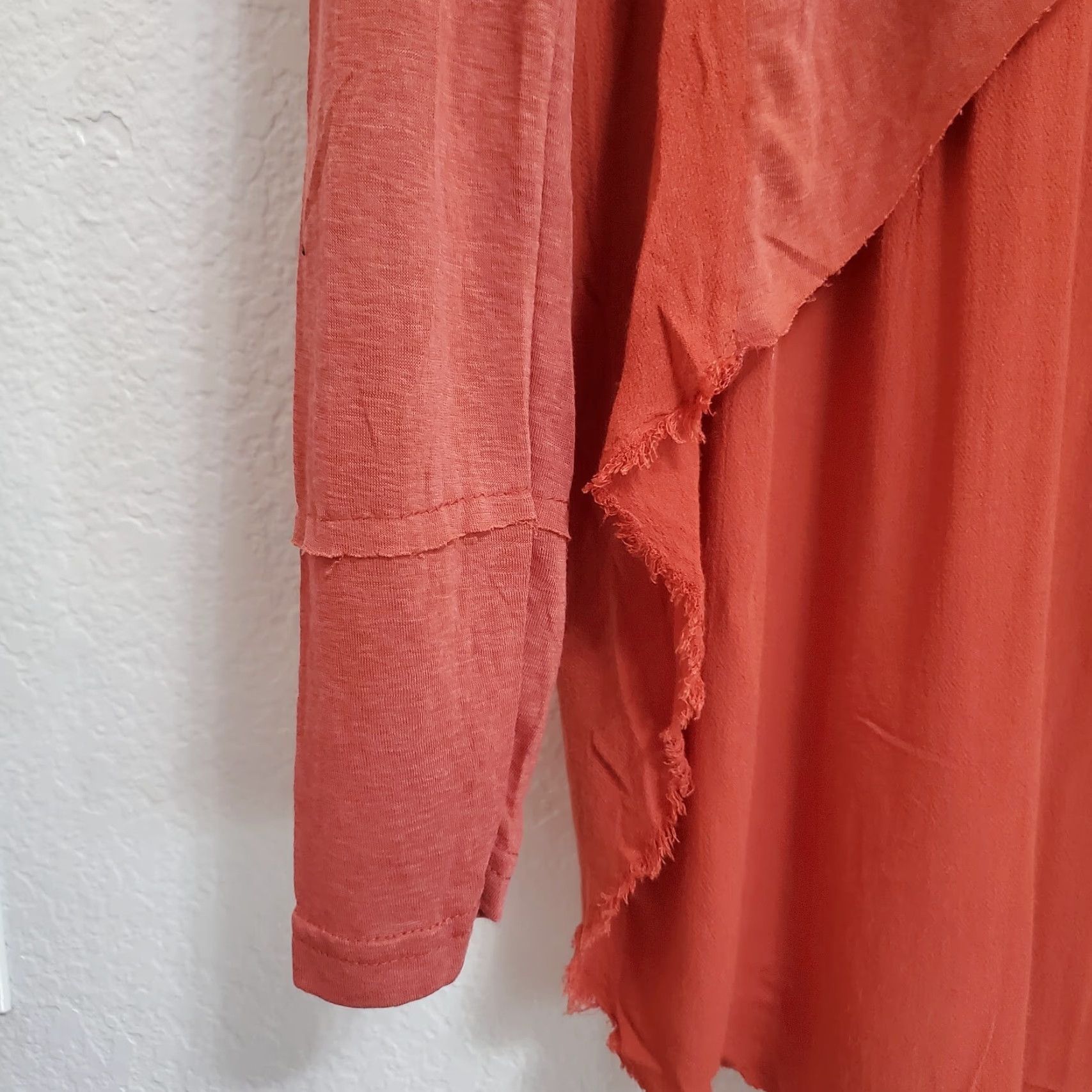 Vintage VINTAGE POL Top Women M Burnt Orange Cropped Long Sleeve Raw Seam Oversized Boho Southwest Casual Shirt Womens Size M / US 6-8 / IT 42-44 - 6 Thumbnail