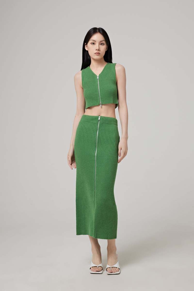 Jil Sander o1y1025 Maxi Skirt in Green Size 26" / US 2 / IT 38 - 3 Thumbnail