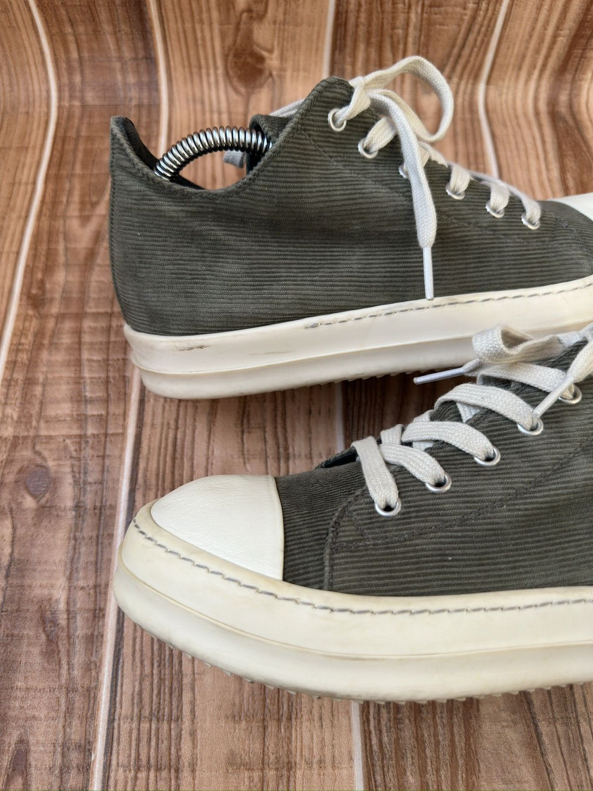 Rick Owens Rick Owens ‘DRKSHDW’ Army Dust Green Lowtops Size US 7.5 / EU 40-41 - 14 Thumbnail