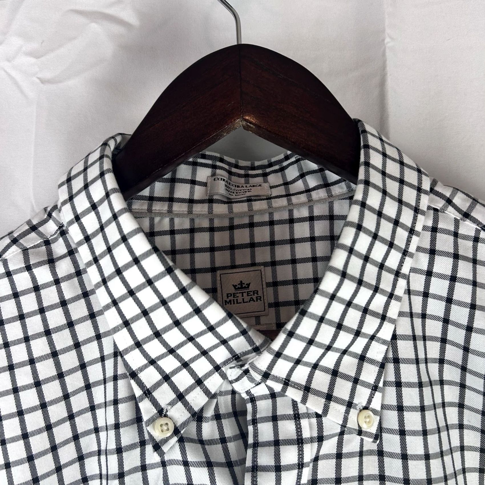 Peter Millar Peter Millar Shirt Mens 2XL White Black Check Long Sleeve Nanoluxe Easycare Dress Shirt Mens Size US XXL / EU 58 / 5 - 3 Thumbnail