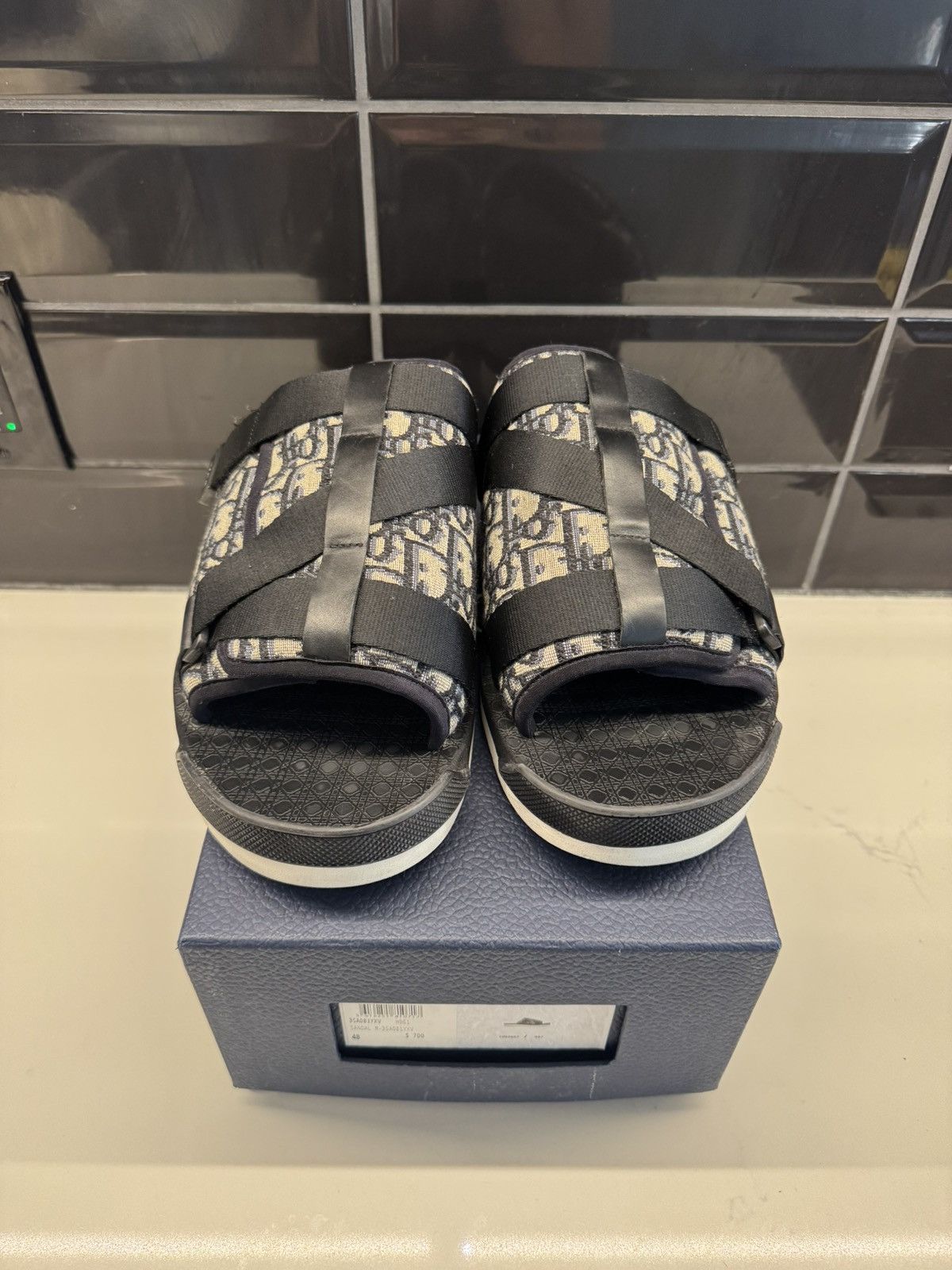 Dior Dior Alpha Sandals – Oblique Jacquard / Black Size US 13 / EU 46 - 1 Thumbnail