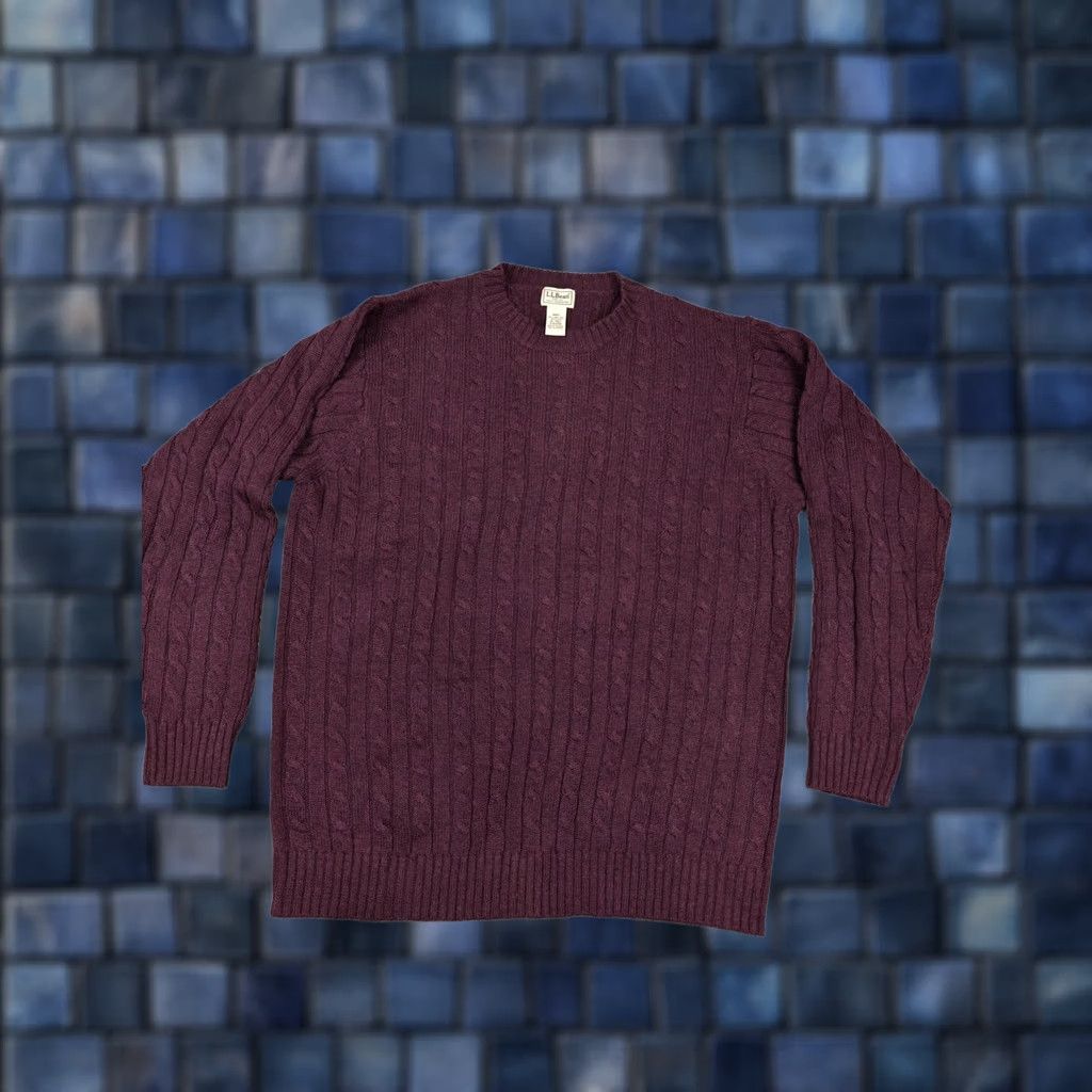 Vintage VINTAGE L.L. Bean Sweater Mens XLT Purple Cable-Knit Wool Crewneck Pullover Size US XL / EU 56 / 4 - 1 Thumbnail