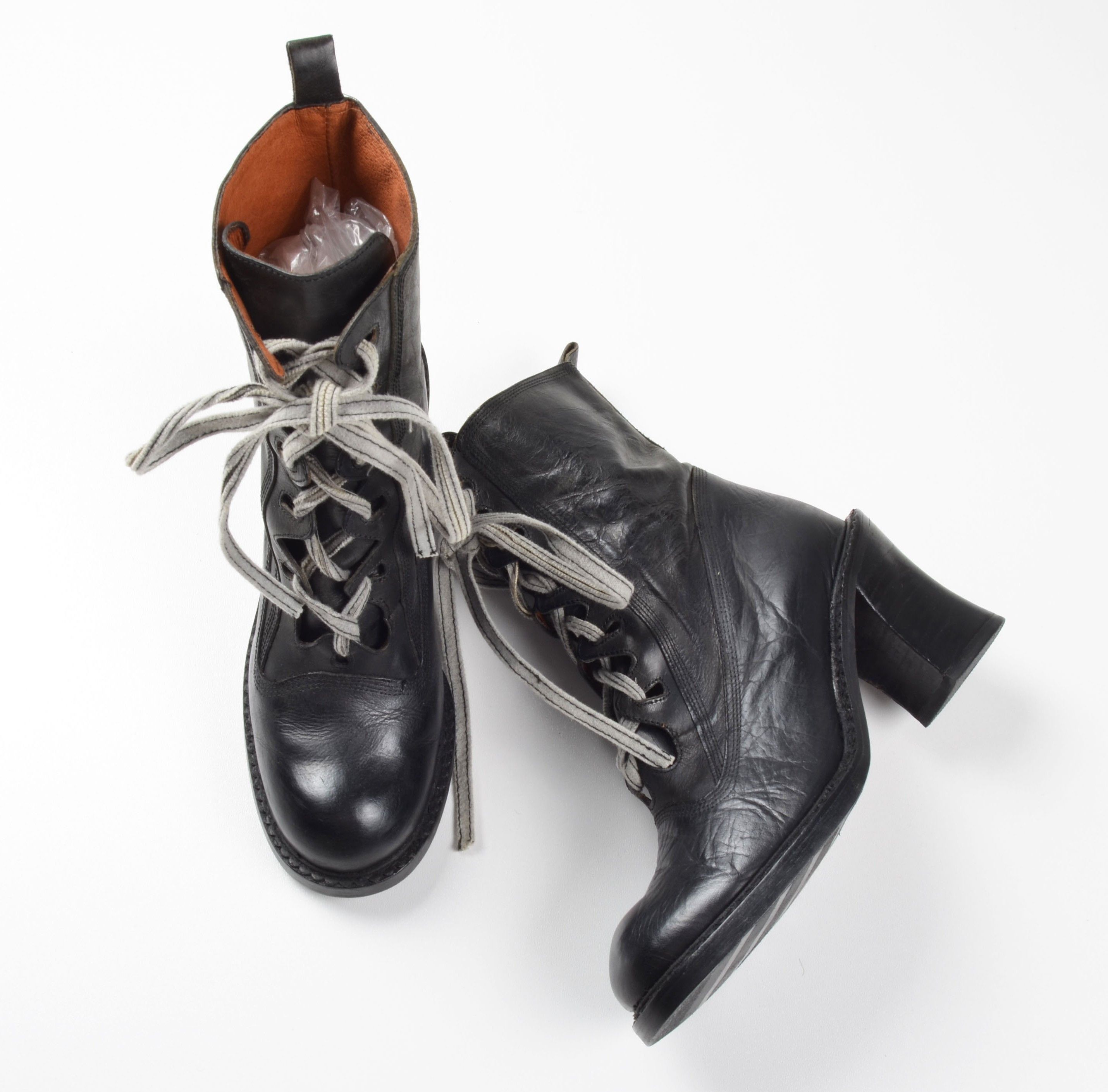 Other Vintage El Dantes Leather Lace Up Block Heel Ankle Boots Size US 9 / IT 39 - 3 Thumbnail