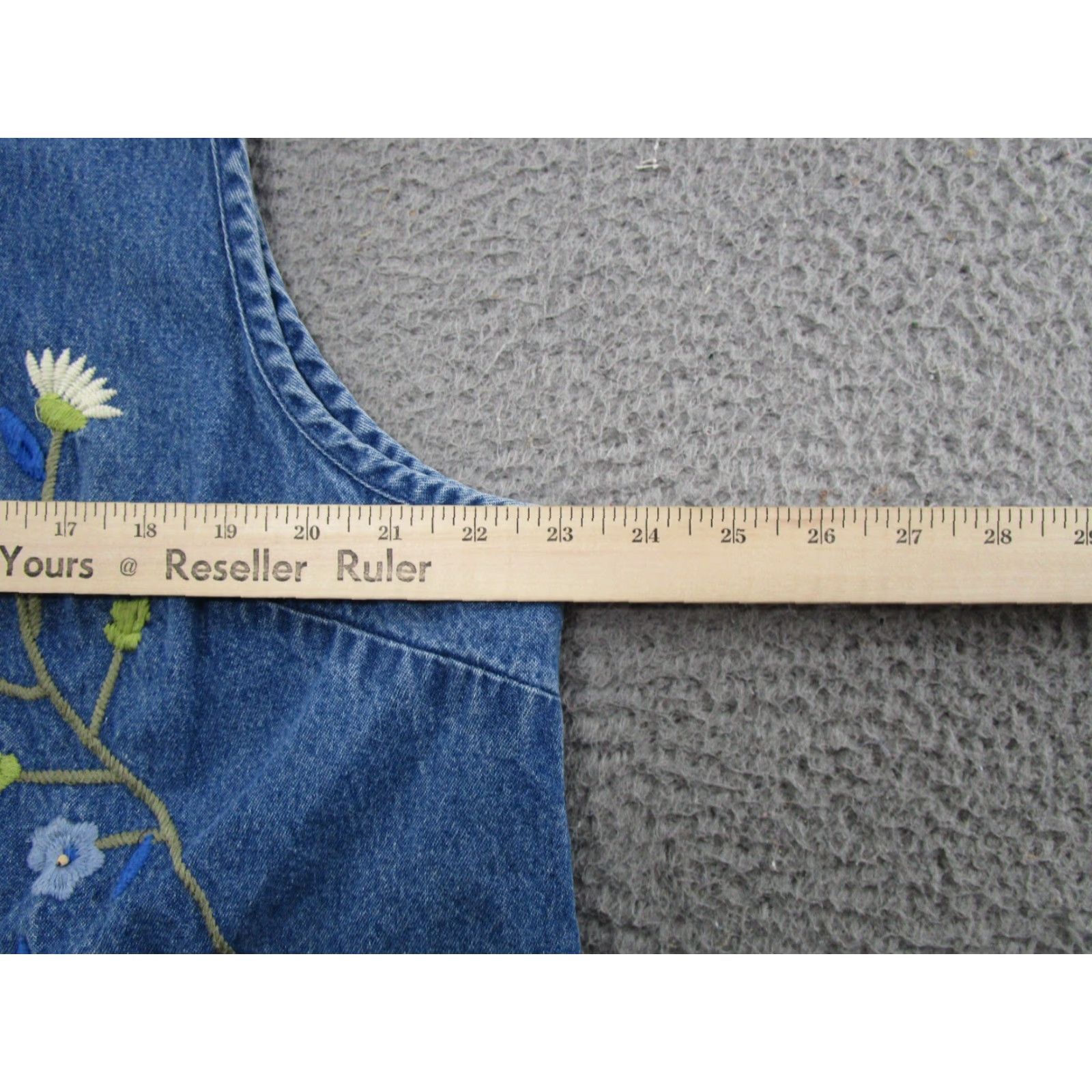 Denime VTG New Directions Denim Vest Open Front Embroidered Floral 1X Garden 90s Womens Size XL / US 12-14 / IT 48-50 - 6 Thumbnail