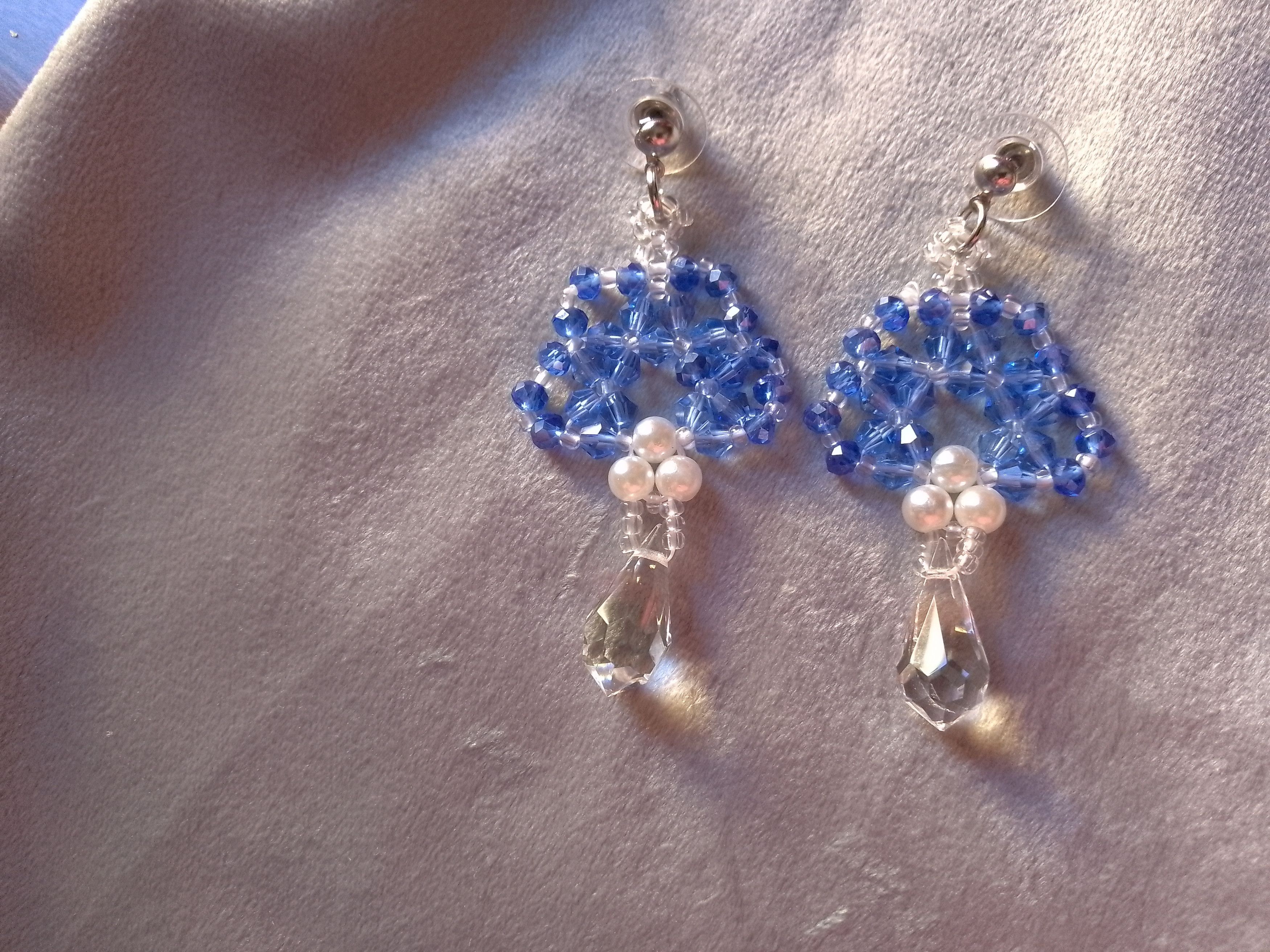 Handmade Earrings. Blue crystal. Elegant. Swarovski teardrop Size ONE SIZE - 3 Thumbnail
