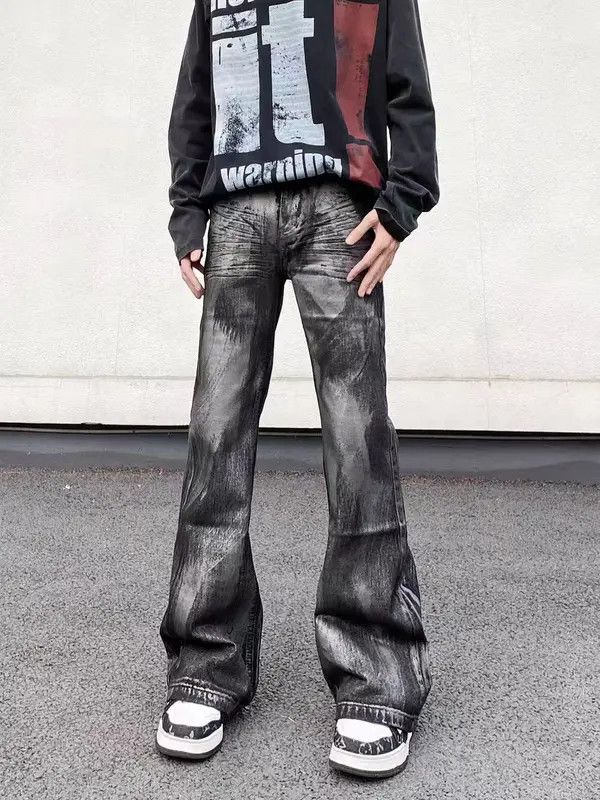 VIBE High street vintage batik dirty wash graffiti baggy jeans Size US 30 / EU 46 - 6 Thumbnail
