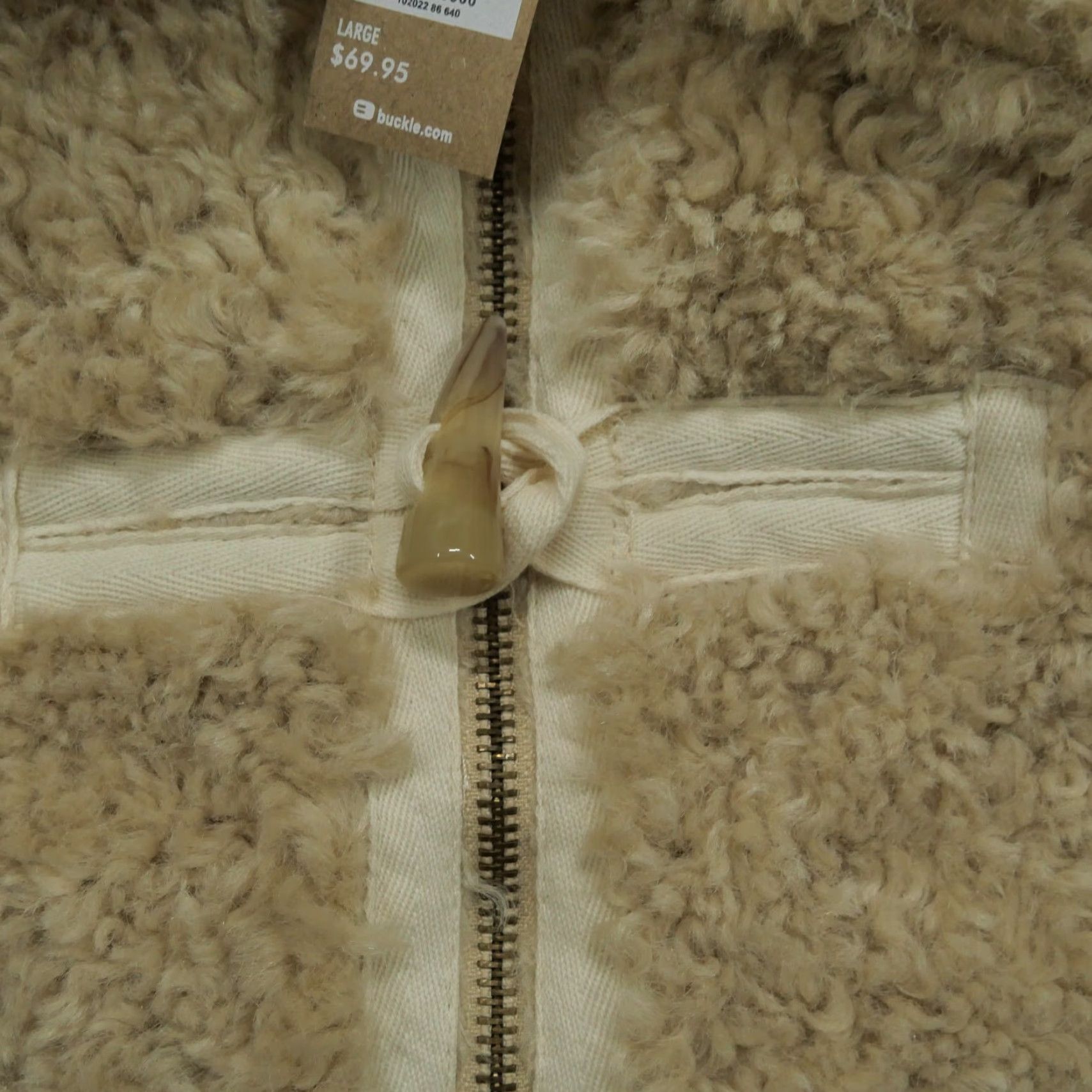 Vintage BKE Vest Womens Large Tan Cream Sherpa Fleece Casual Toggle Buttons Size L / US 10 / IT 46 - 4 Thumbnail