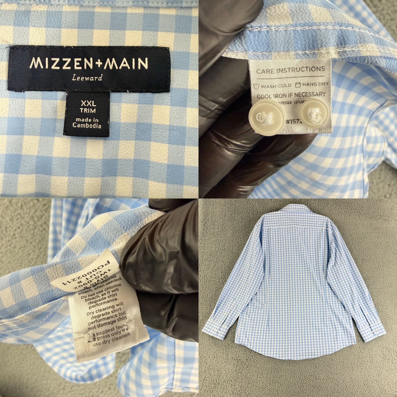Mizzen+Main Mizzen+Main Leeward Button-Up Shirt Mens 2XL Blue Check Print Trim Fit LS Shirt Mens Blue Check Print Trim Fit LS Size US XXL / EU 58 / 5 - 8 Thumbnail