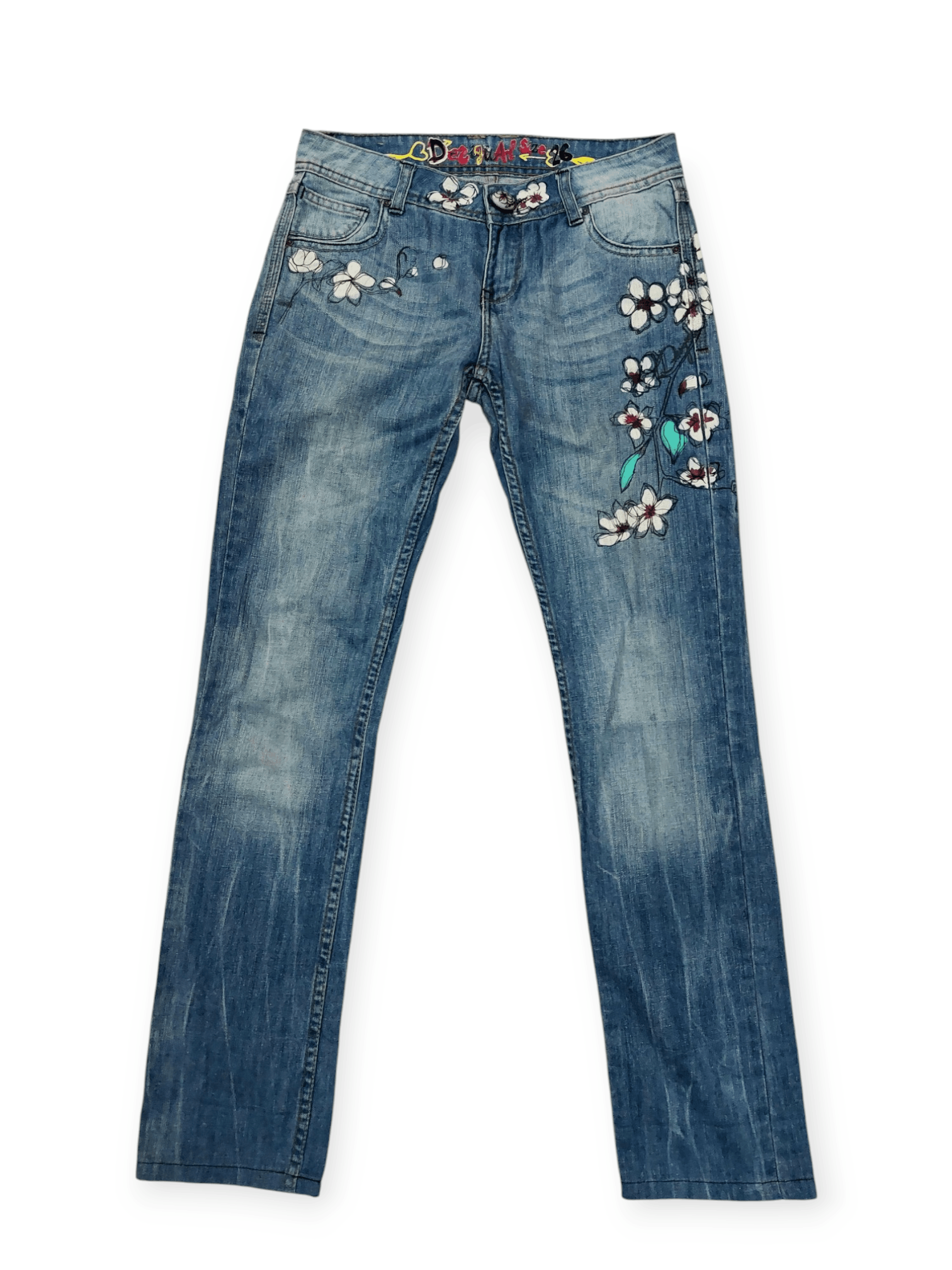 Desigual Desigual Florish Flower Art Denim Size 26" / US 2 / IT 38 - 1 Thumbnail