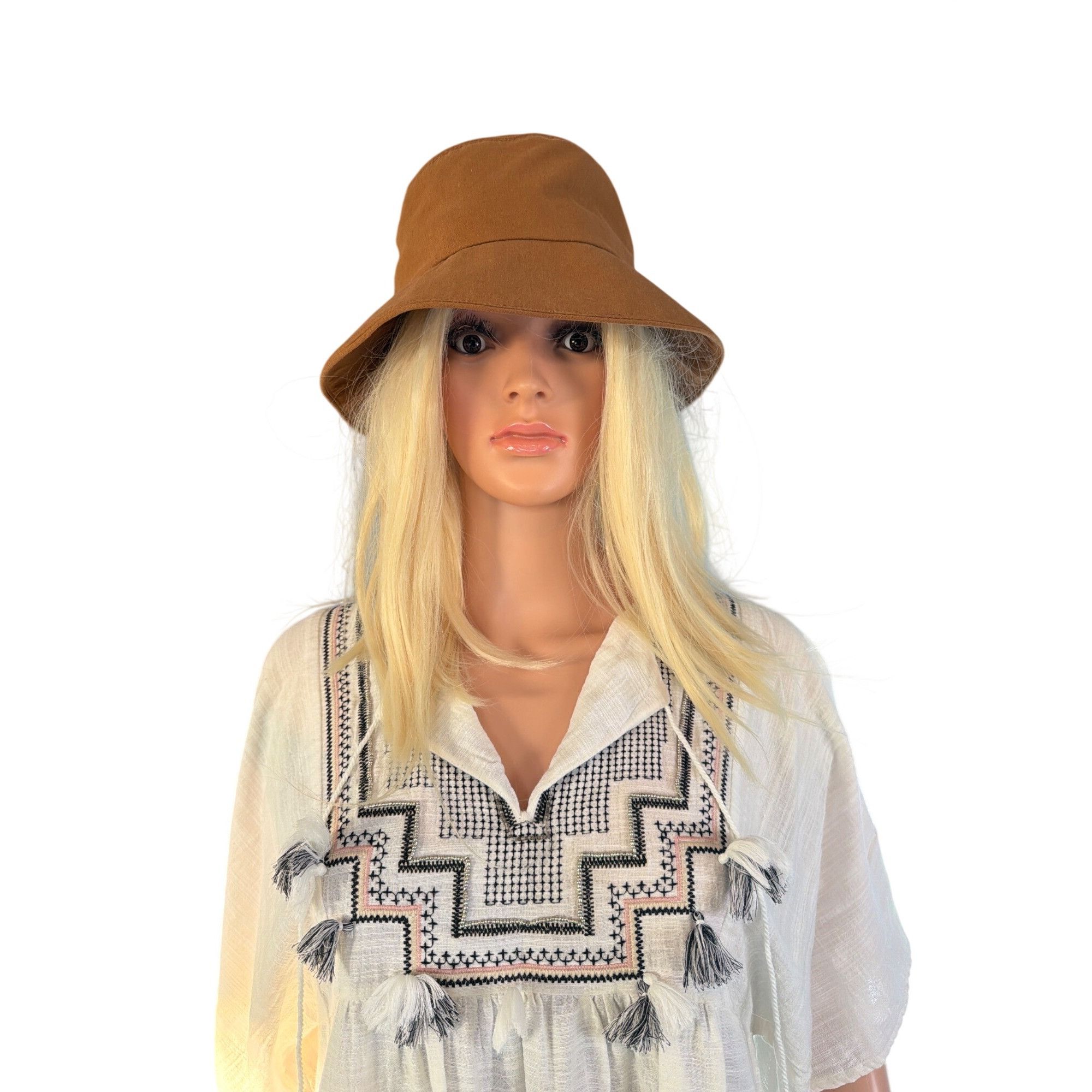 Other NWT Gigi Pip Brown Rylee Bucket Hat S/M 57 MSRP$64.00 Size ONE SIZE - 3 Thumbnail