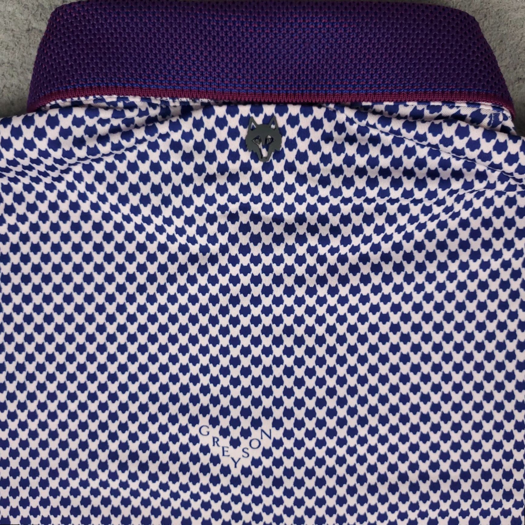 Vintage Greyson Polo Shirt Mens Large AOP Wolf Print Golf Blue Pink Purple Print Polo Shirt Mens L Polo Greyson Wolf AOP Print Golf Casual Sports Size US L / EU 52-54 / 3 - 5 Thumbnail