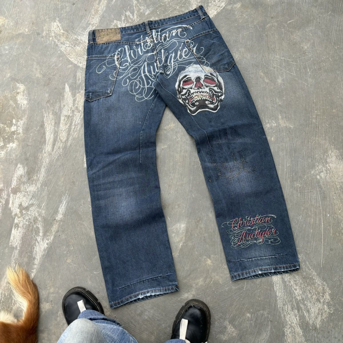 Ed Hardy Super Rare💥Christian Audigier Spell Out 💀 Jeans Size US 38 / EU 54 - 1 Thumbnail