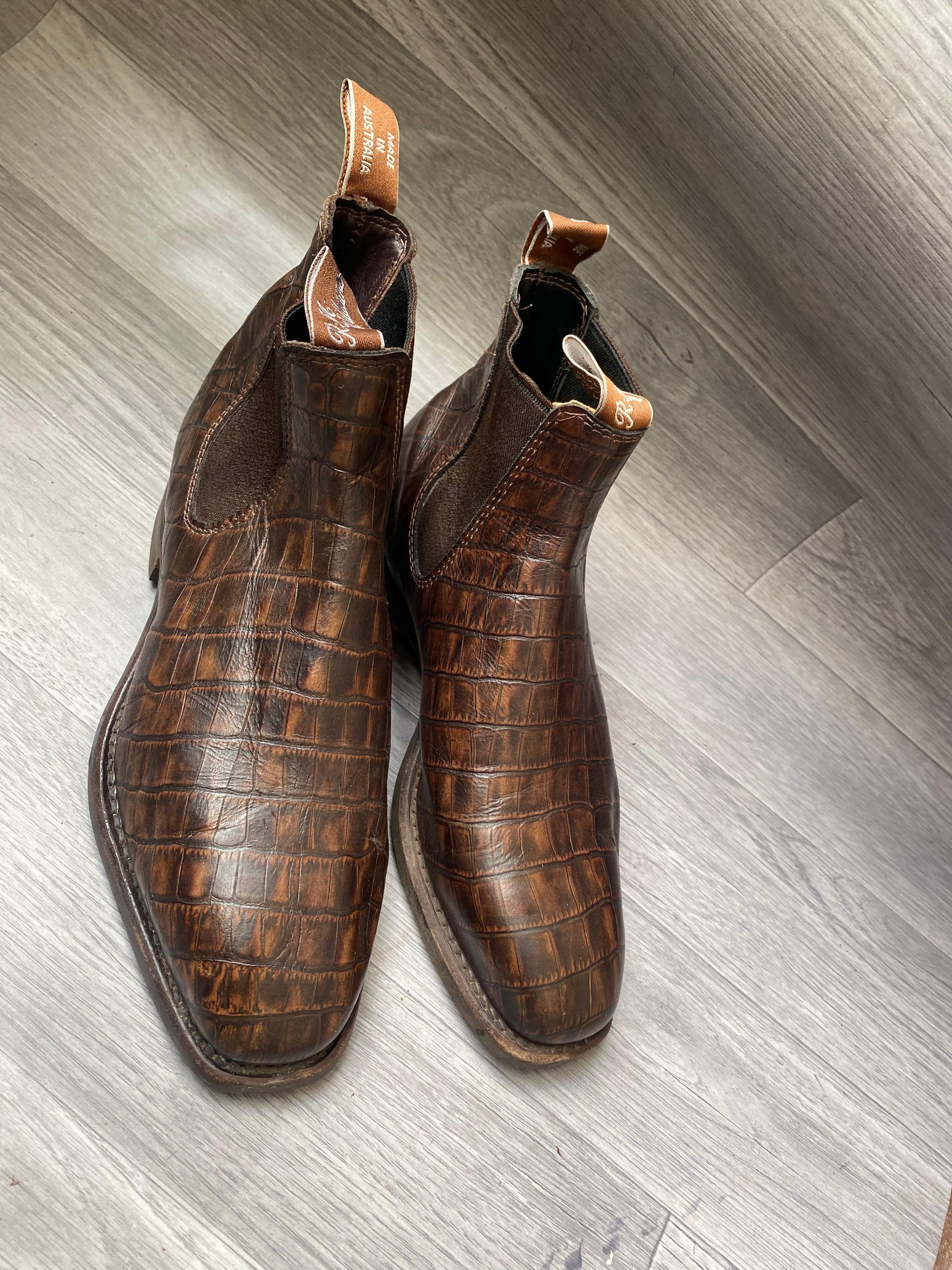 R.M. Williams Rm williaCrocodile Embossed Leather Chelsea Boots Sz UK 5 Size US 5.5 / EU 38 - 8 Thumbnail