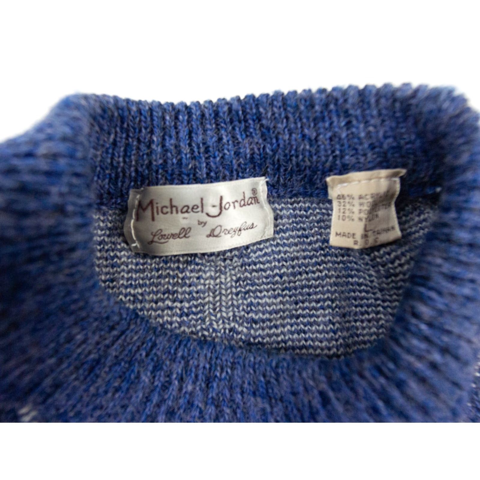 Vintage VINTAGE Michael Jordan Lowell Dreyfus Sweater Shirt Mens Large Blue Crew Neck Knit Pullover All Seasons Preppy 80s-90s Mens Size US L / EU 52-54 / 3 - 6 Thumbnail