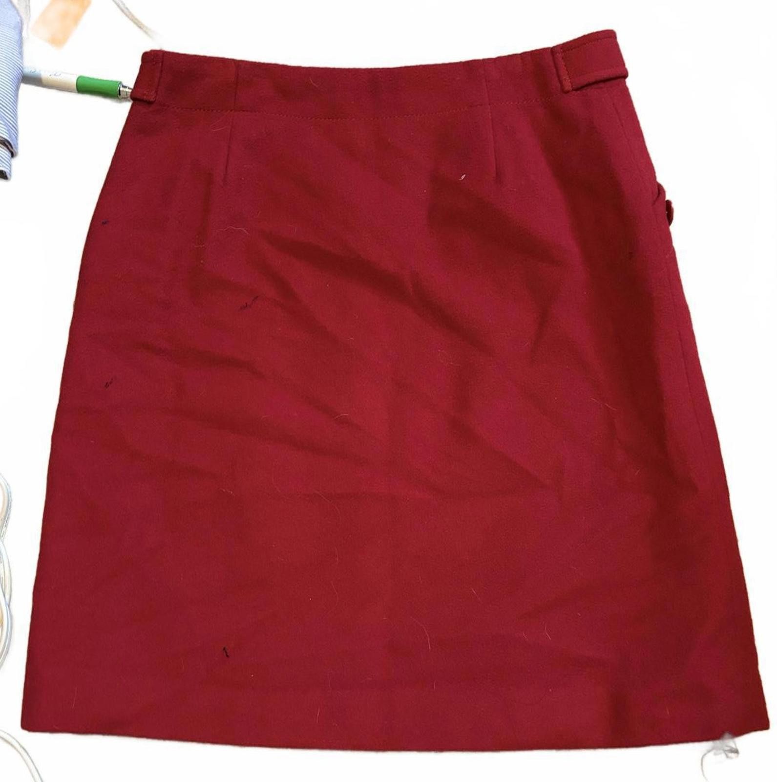 J.Crew J. Crew Wool High Waist Red Women's Button-Accent Mini Skirt Size 26" / US 2 / IT 38 - 8 Thumbnail