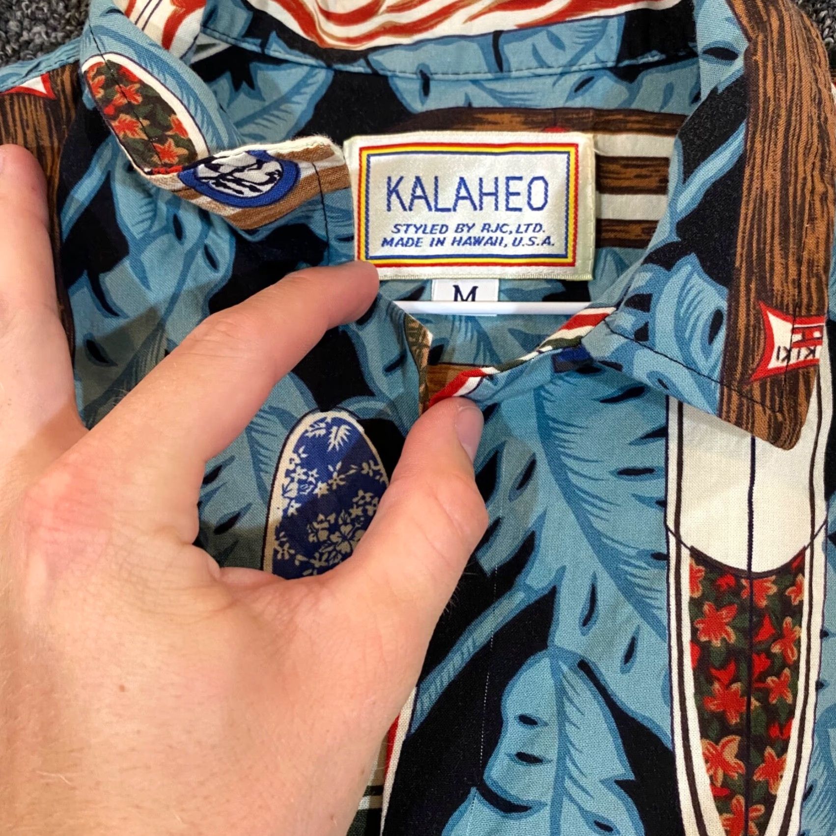Vintage Kalaheo Hawaiian Shirt Men Medium Blue Floral Surfboards Short Sleeve Button-Up Casual Summer Spring Fall Winter Size US M / EU 48-50 / 2 - 7 Thumbnail