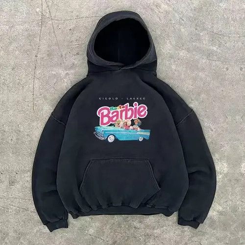 VIBE Barbie pattern black casual retro hoodie y2k Size US L / EU 52-54 / 3 - 2 Thumbnail