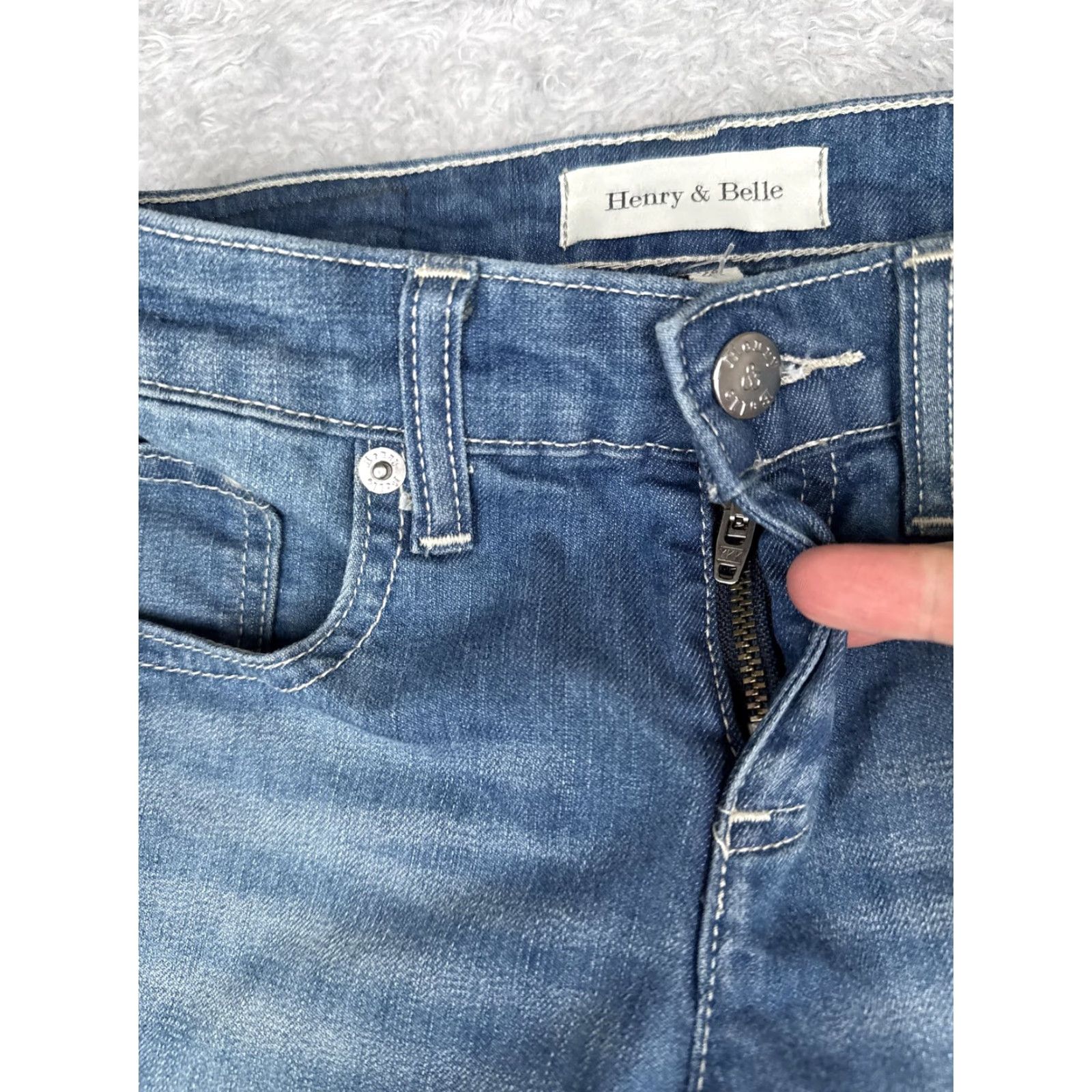 Denime Henry & Belle Lila Jeans Women 24 Flared Denim Blue 90s City Stretch Pockets 5-Pocket Regular Rise Low Rise 24x33 Vintage No Size 42" / US 20 - 5 Thumbnail