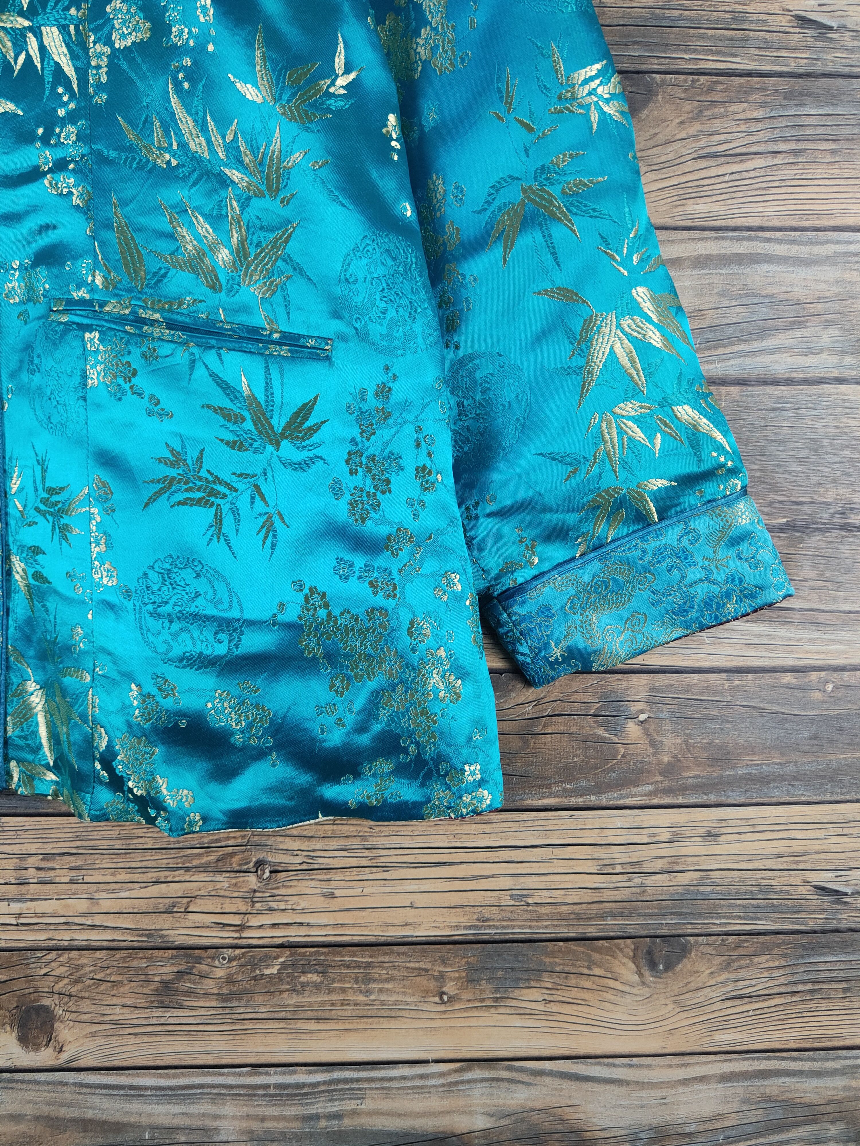 Japanese Brand × Vintage DL Japan reversible Turquoise Beige Cheongsam #2691 Size US M / EU 48-50 / 2 - 6 Thumbnail