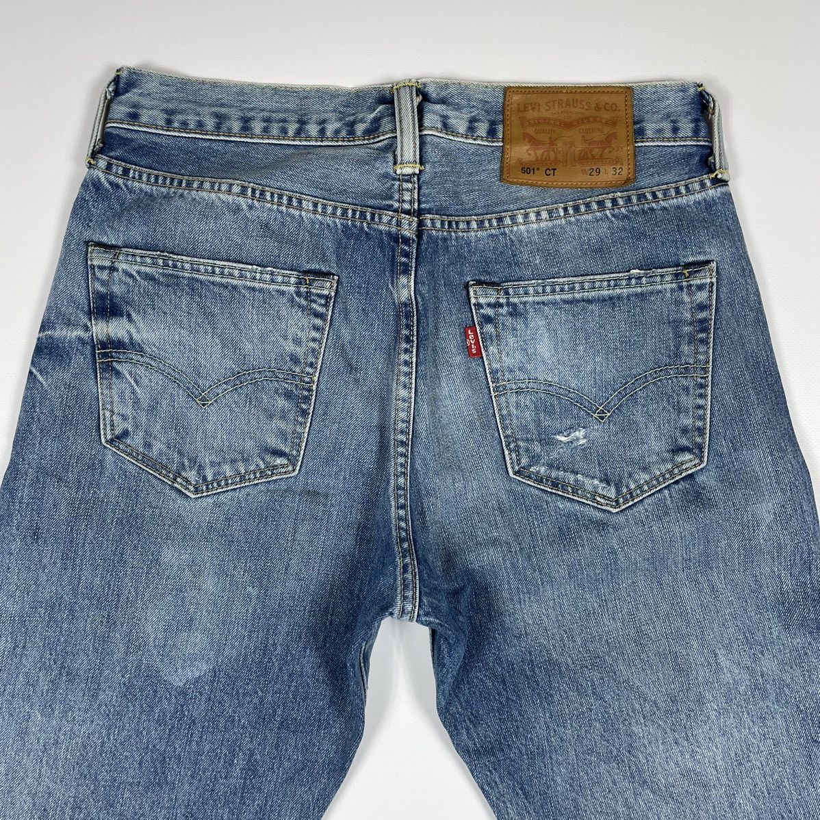 Levi's Levi’s 501CT Light Blue Wash Denim Ripped Slim Jeans Custom Size US 29 - 11 Thumbnail