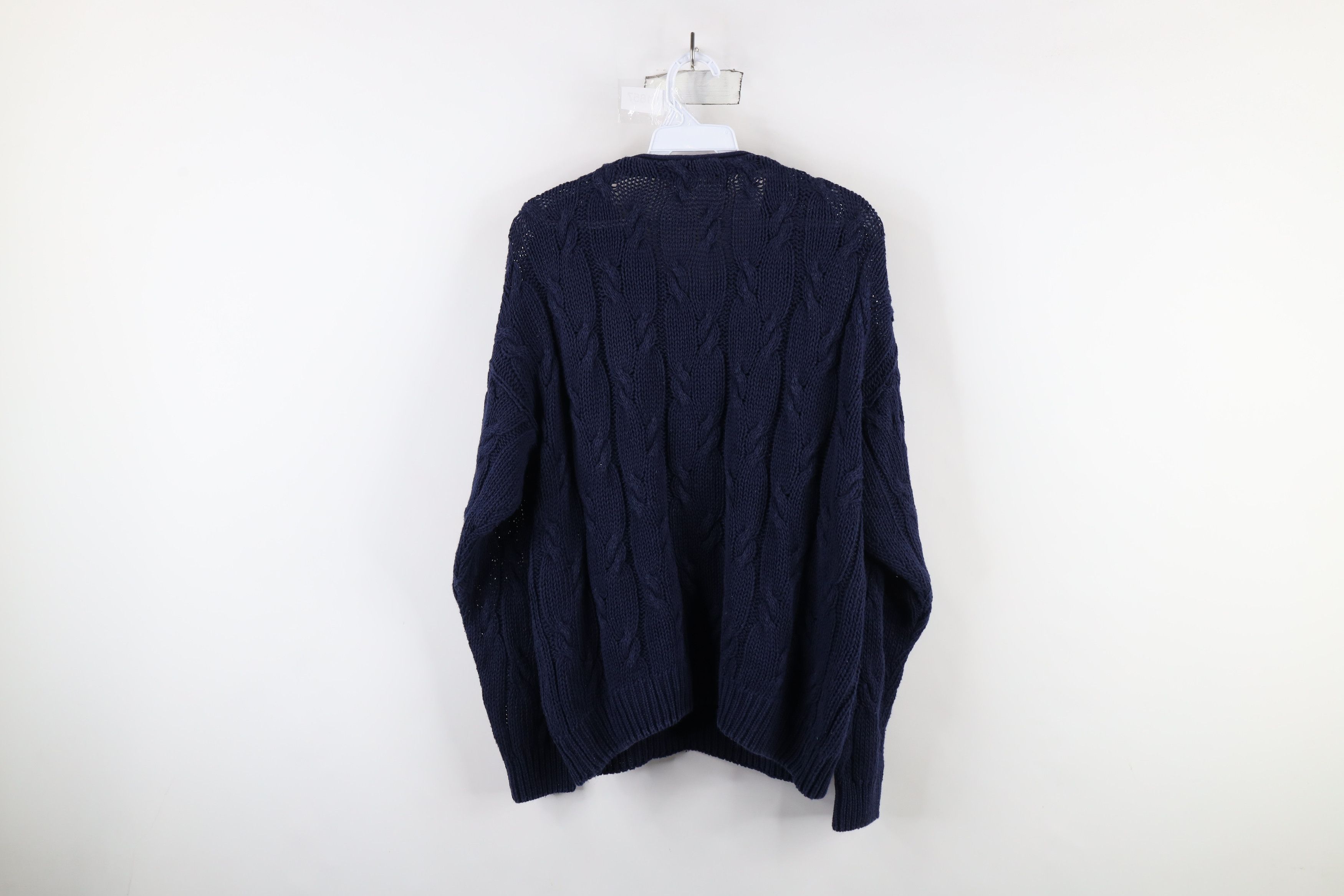Vintage Vintage 90s Streetwear Cable Knit Henley Sweater Navy Blue Size S / US 4 / IT 40 - 6 Thumbnail