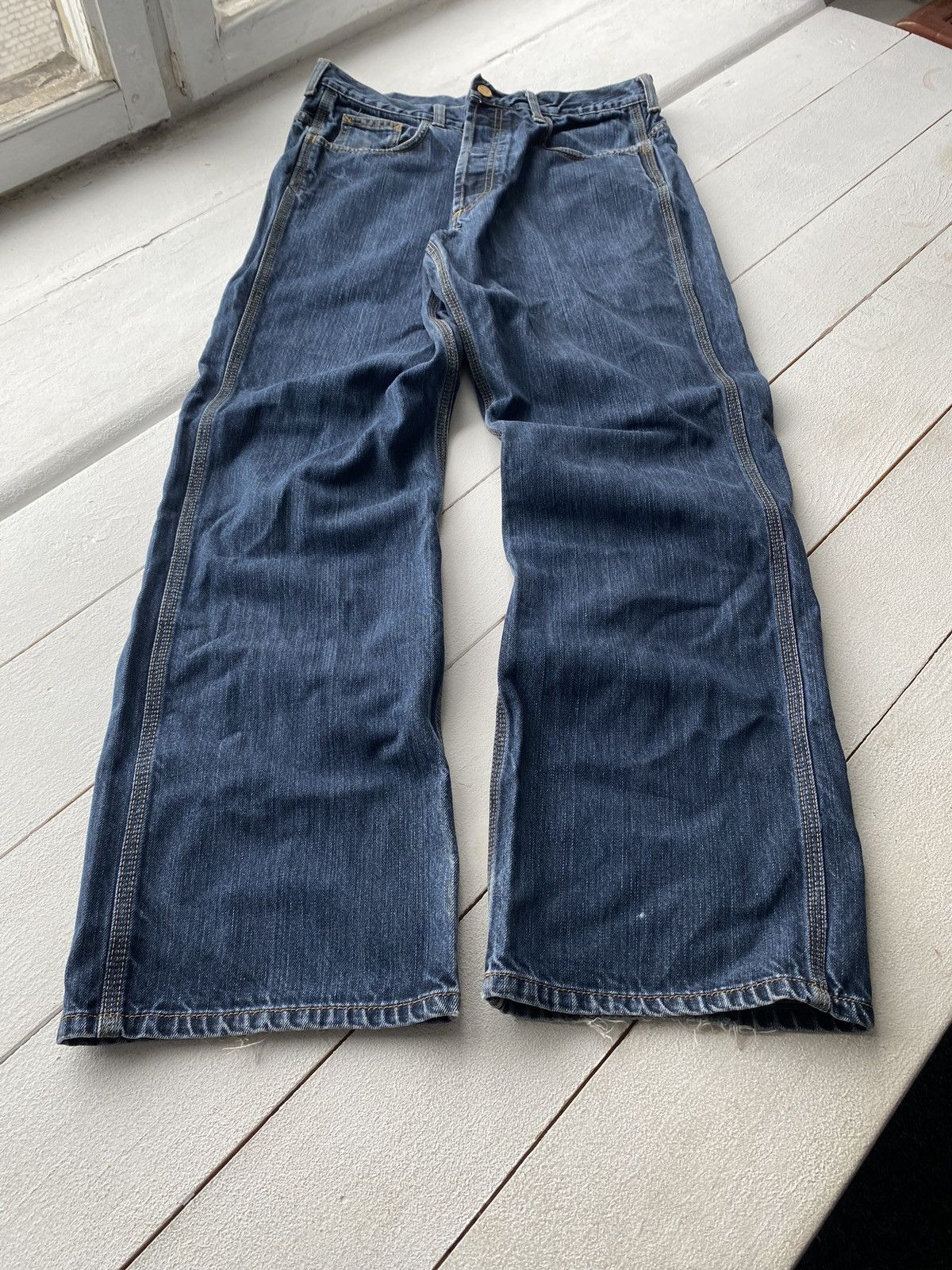 Carhartt × Carhartt Wip × Vintage 90s Carhartt Blue Washed Work Wip Jeans mens 33 Size US 33 - 2 Thumbnail