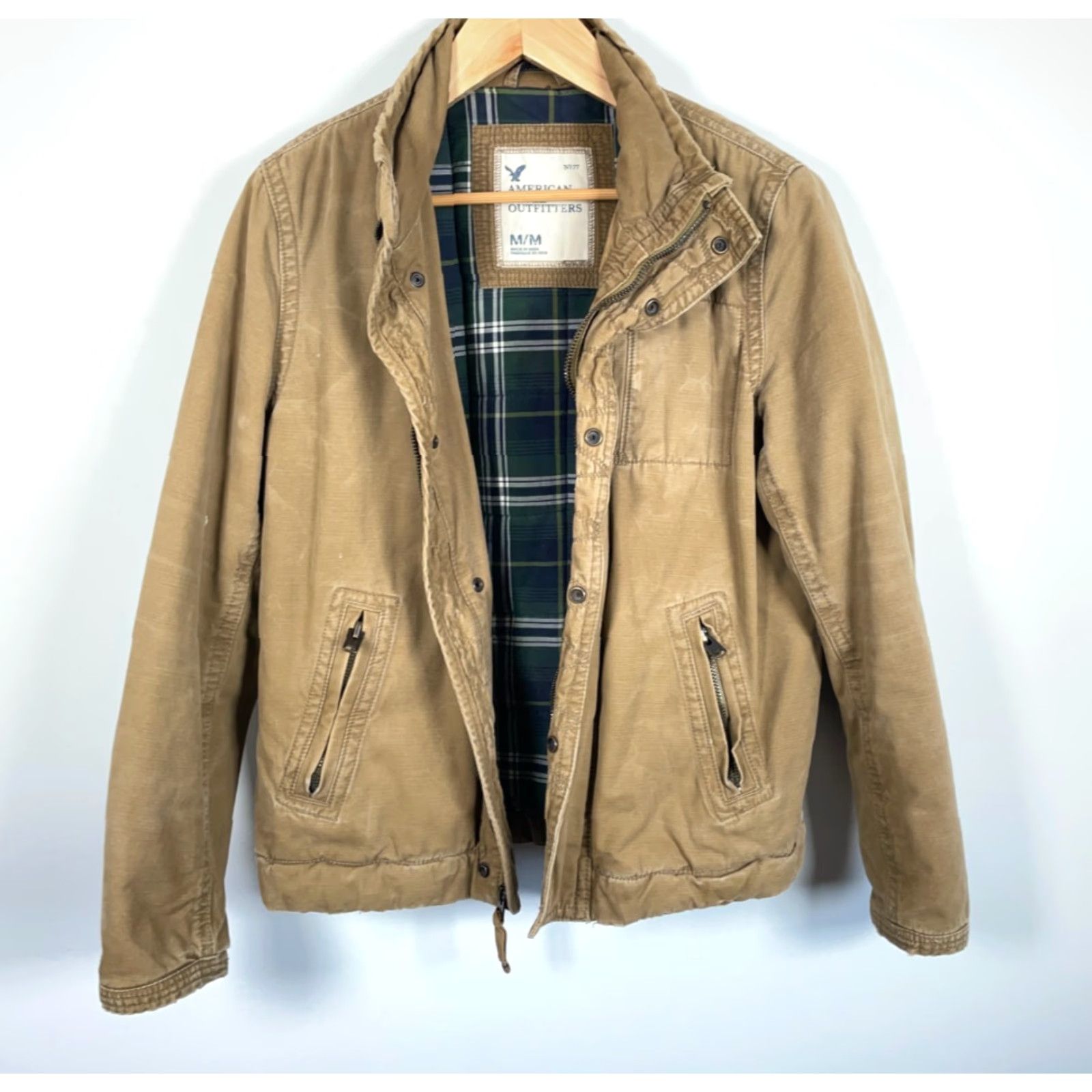 American Eagle Outfitters American Eagle Outfitters Jacket Men's Medium Beige Flannel Lined Workwear Size US M / EU 48-50 / 2 - 2 Thumbnail