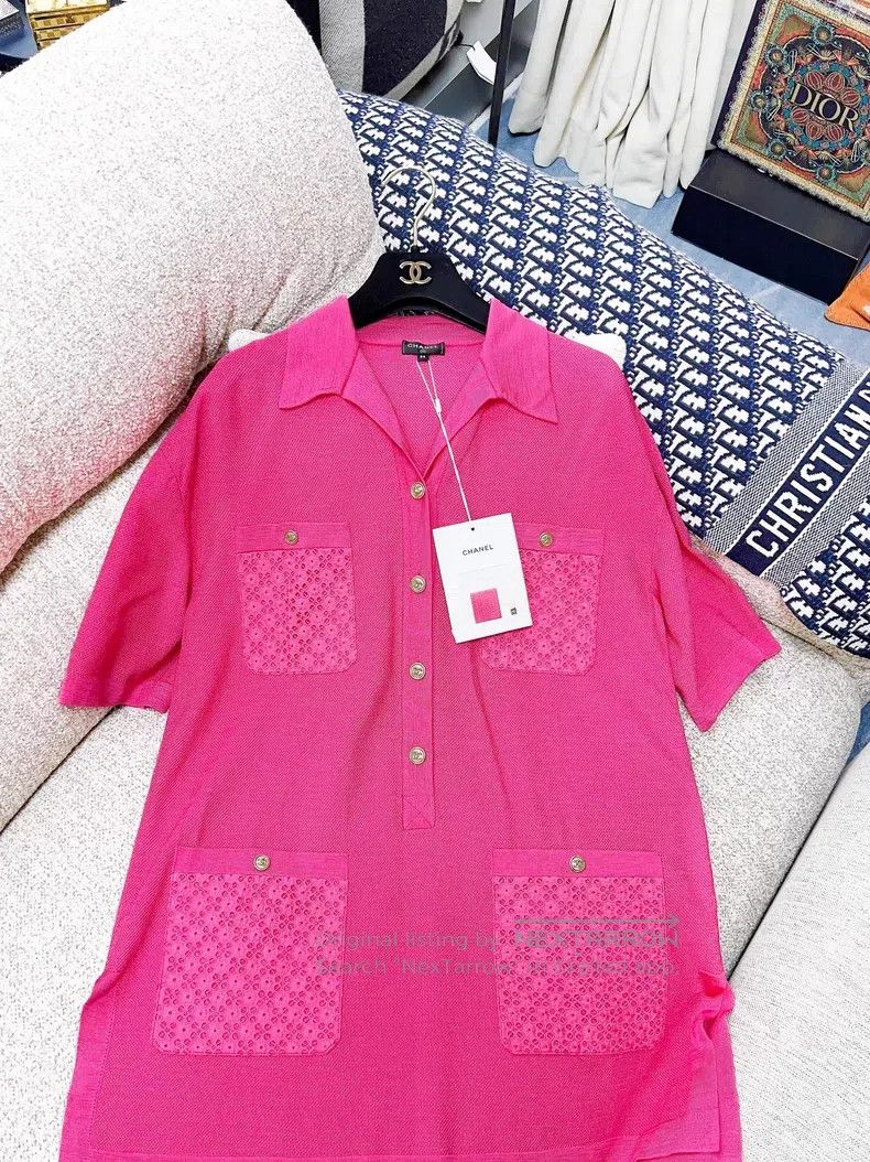 Chanel Chanel 21P rose-red knitted Polo short-sleeved dress Size XXS / US 00 / IT 34 - 3 Thumbnail