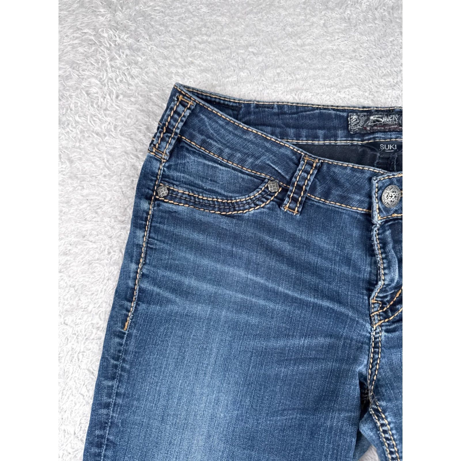Vintage VINTAGE Silver Womens Shorts Casual Denim Low Rise Cutoff 32 Blue 13in Stretch Spring Summer Women Size 24" / US 00 / IT 34 - 4 Thumbnail
