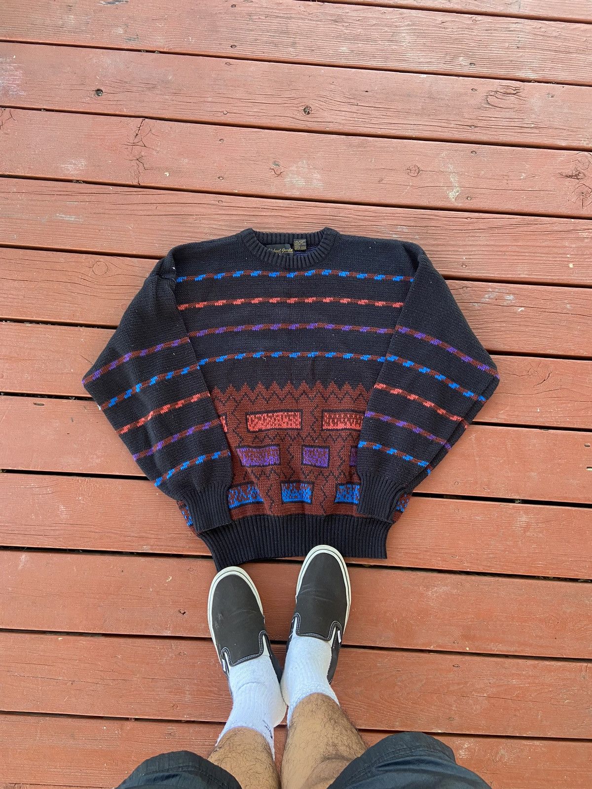 Vintage Vintage knit striped sweater Size US XL / EU 56 / 4 - 1 Thumbnail