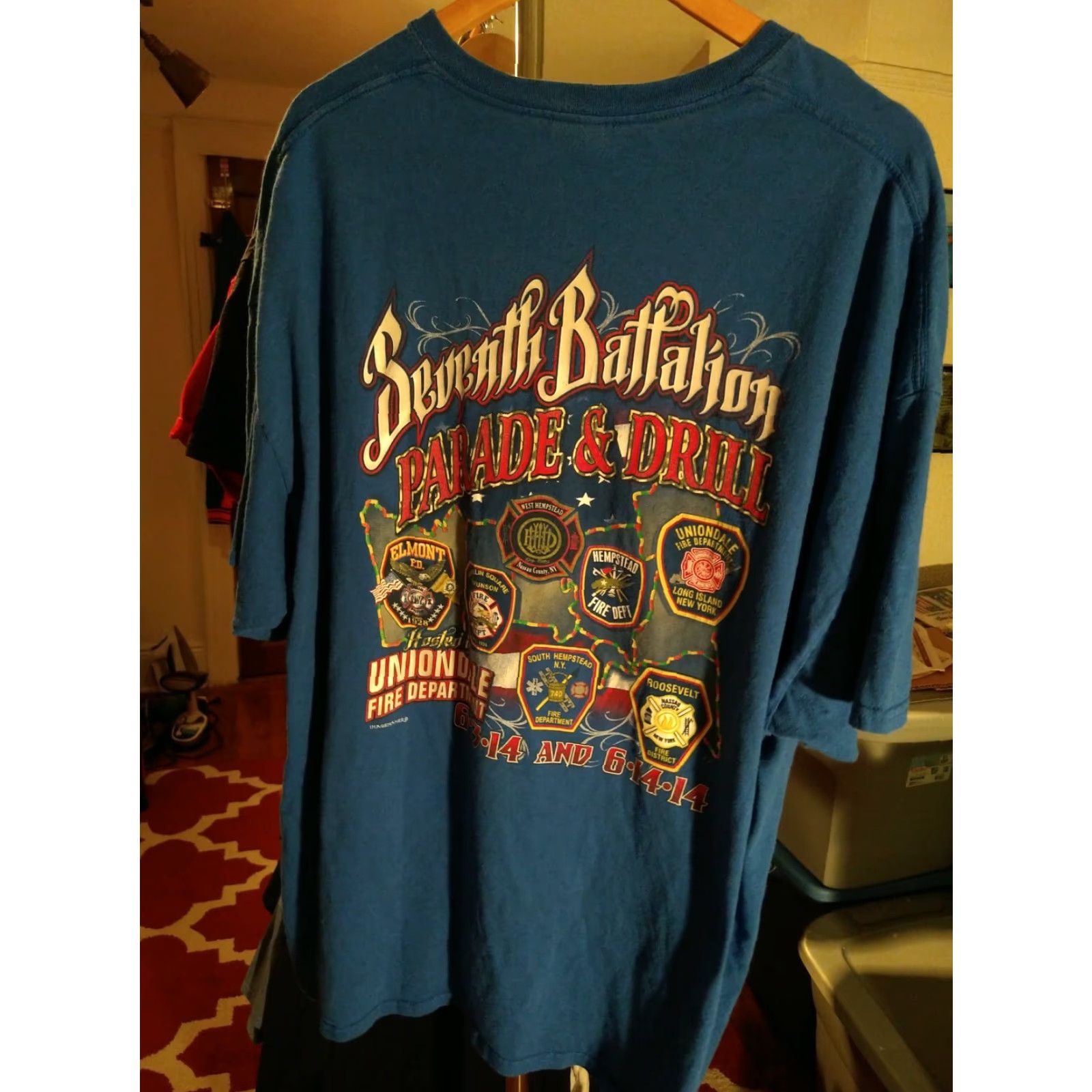Gildan VINTAGE Official Work Gear Uniondale Long Island New York Fire Department T-Shirt 3XL Blue Fire Gildan Short Sleeve Men Size US XXL / EU 58 / 5 - 3 Thumbnail
